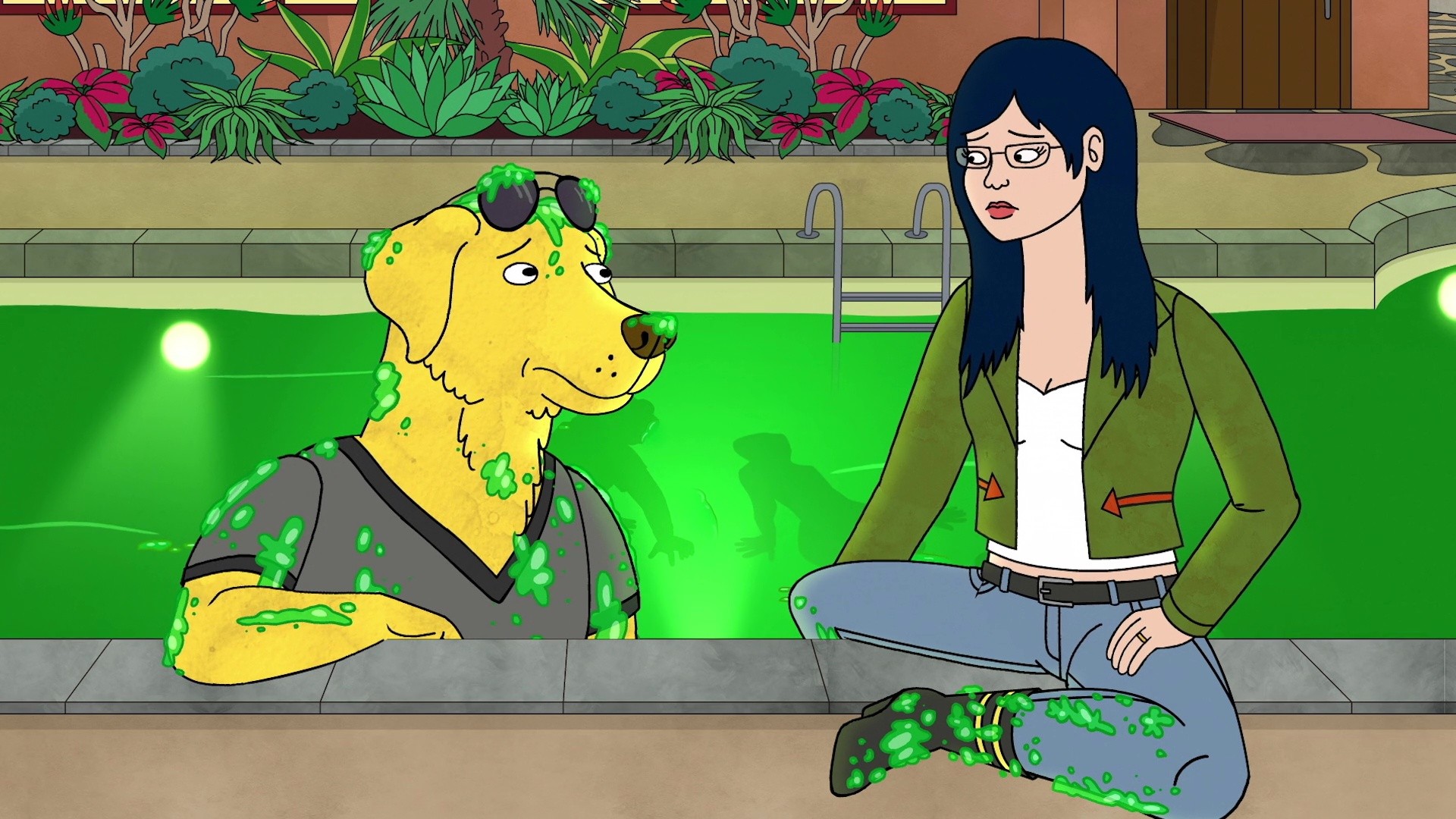 Mr. Peanutbutter, Diane Nguyen, BoJack Horseman, Piscina, Full HD, wallpaper desktop