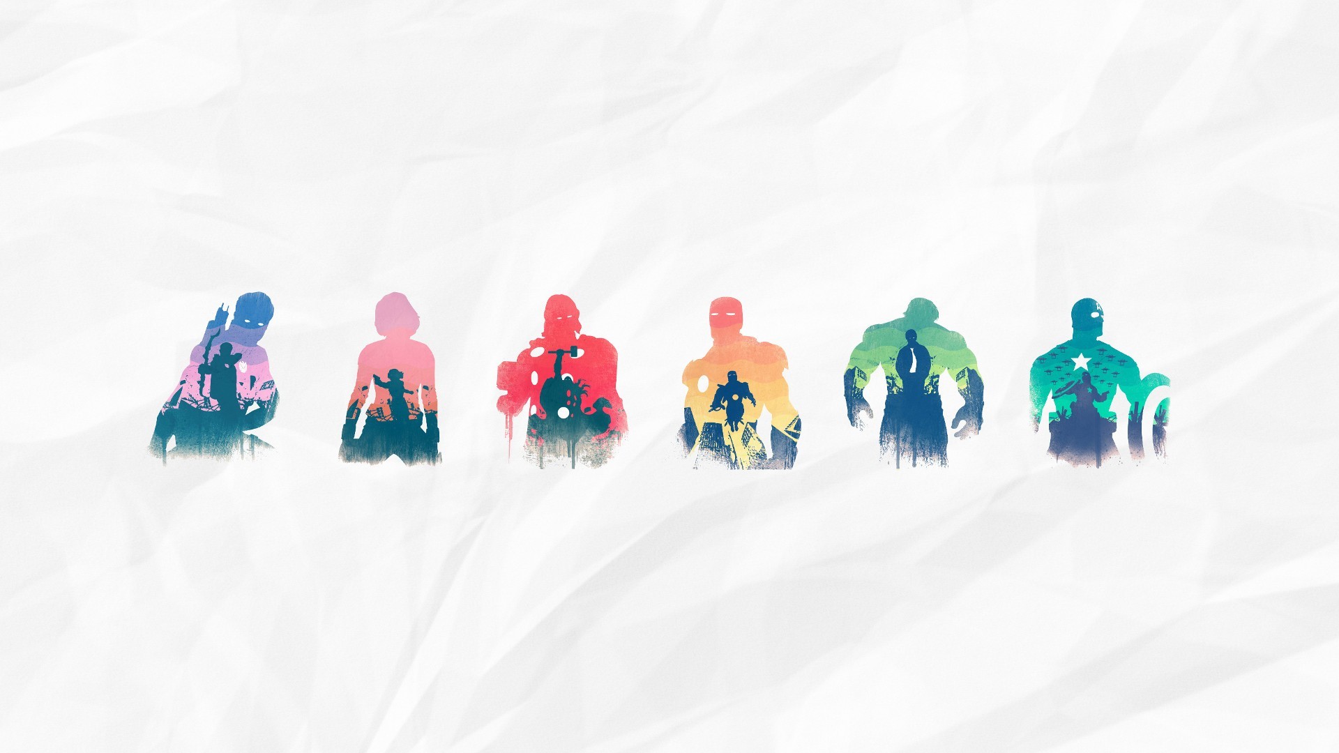 Avengers, Silhouette, Minimalista, Sfondo bianco, Full HD, wallpaper desktop