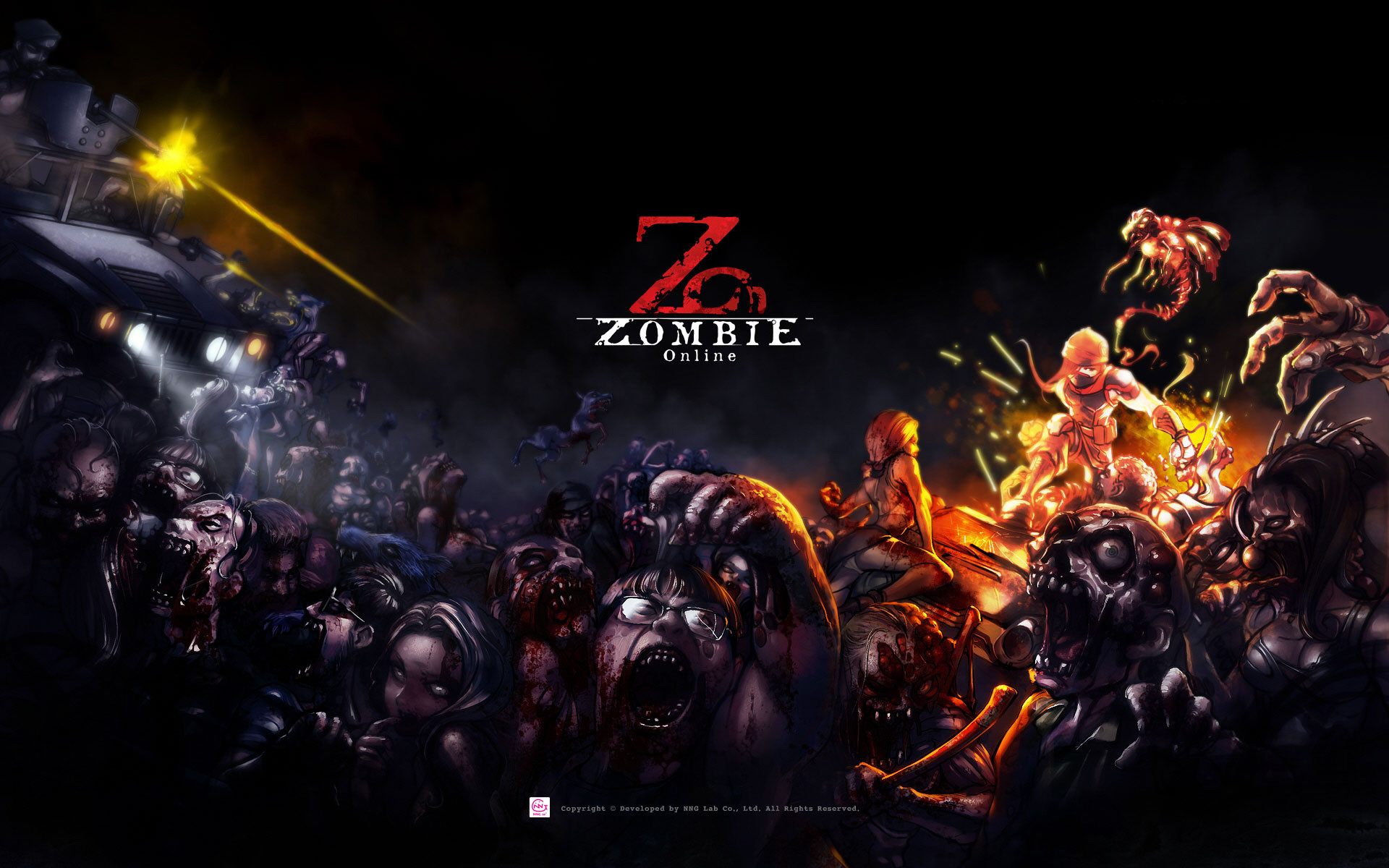 Zombie Online, Zombi, Orda, Sfondo nero, Battaglia, Full HD, wallpaper per PC