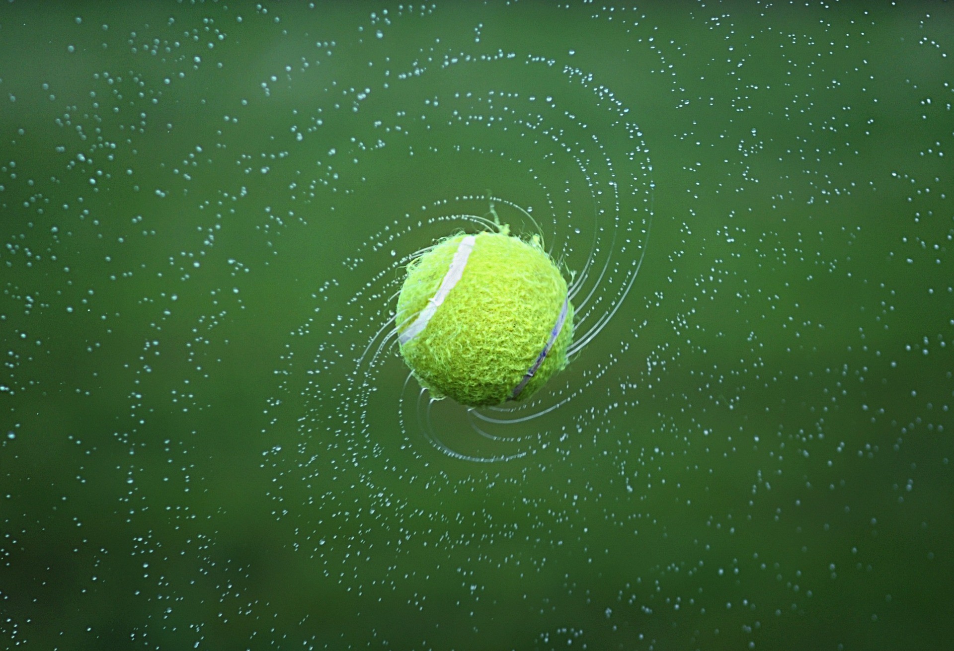 Pallina da tennis, Gocce d'acqua, Rotazione, Verde, Full HD, sfondo per PC