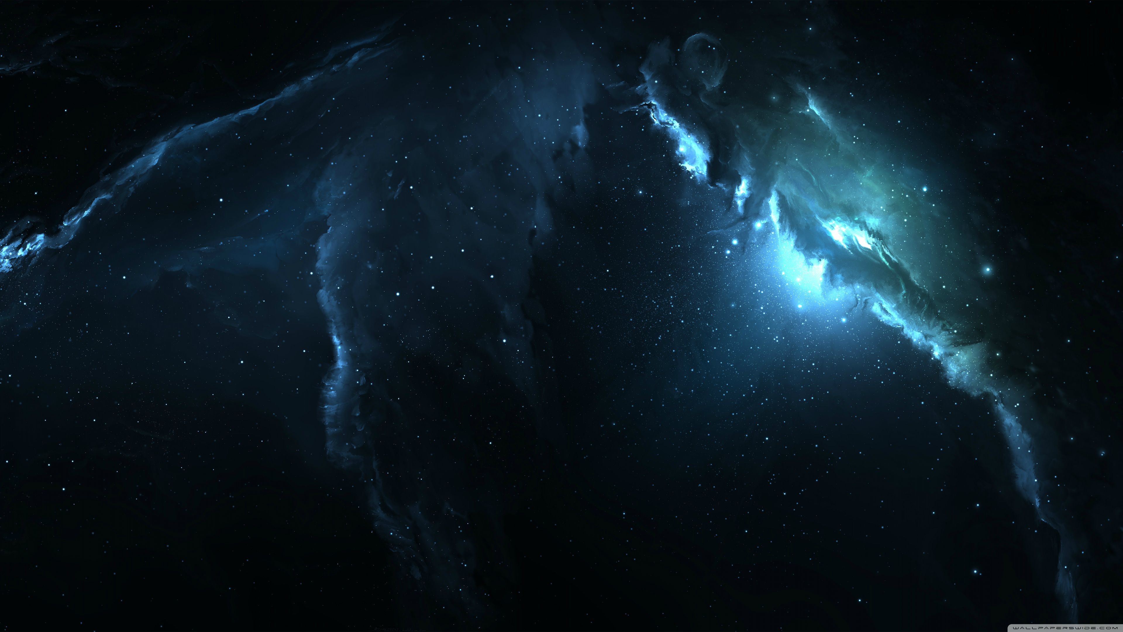 Nebulosa, Spazio profondo, Azzurro, Stelle, 4K, wallpaper per computer