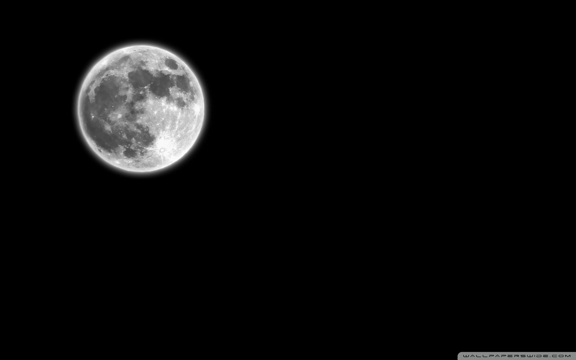 Luna piena, Sfondo nero, Minimalista, 16:10 Full HD, wallpaper widescreen