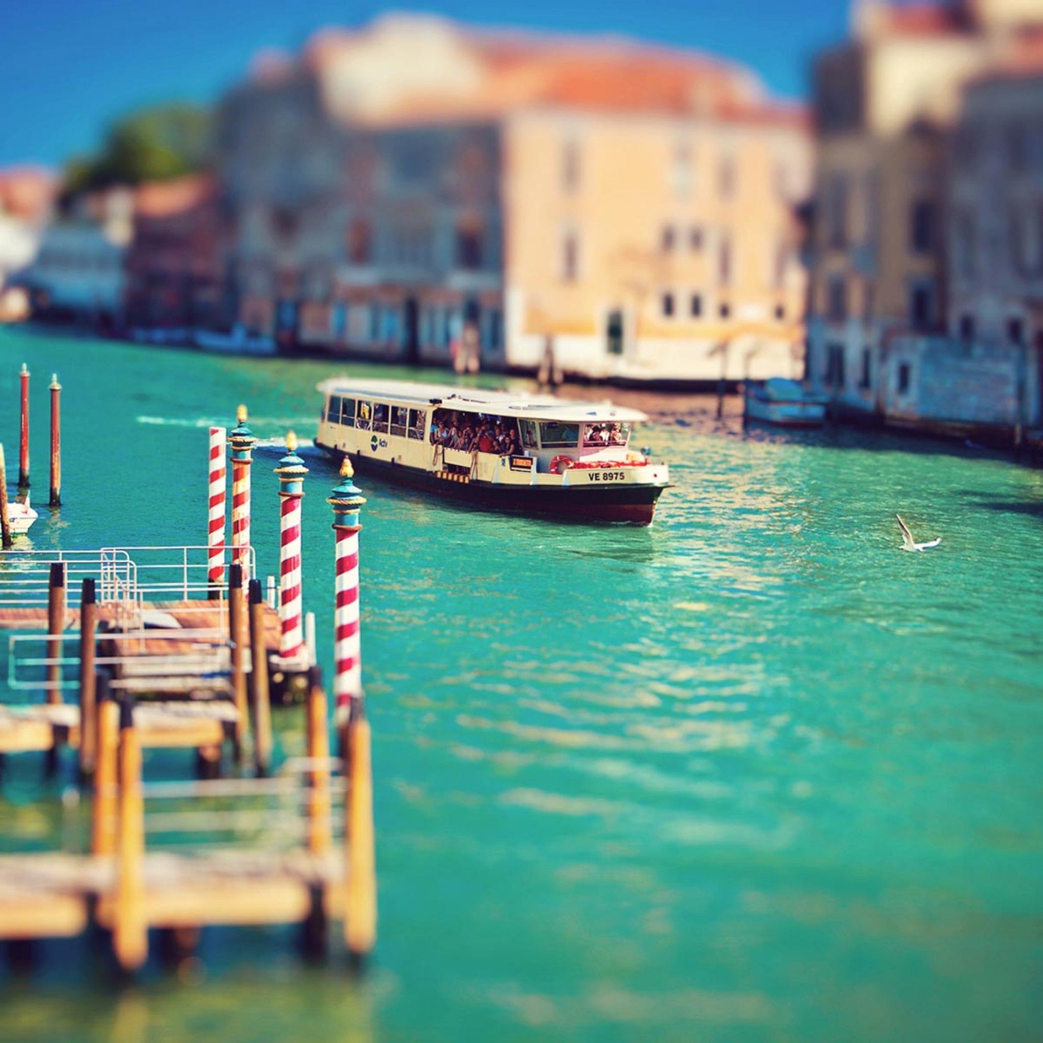 Venezia, Vaporetto, Laguna, Tilt-shift, Acqua turchese, sfondo per iPad e tablet