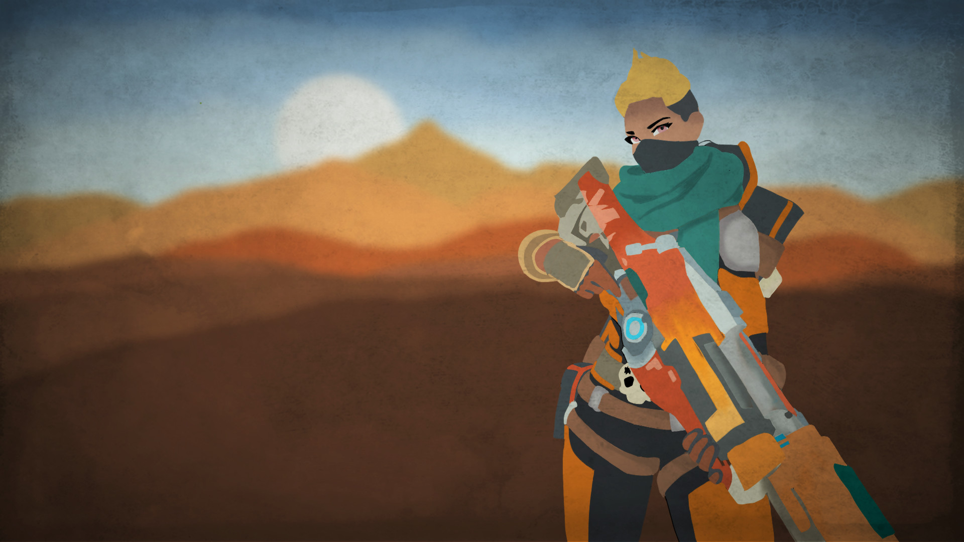Kinessa, Paladins, Fucile di precisione, Deserto, Minimalista, Full HD, sfondo per PC