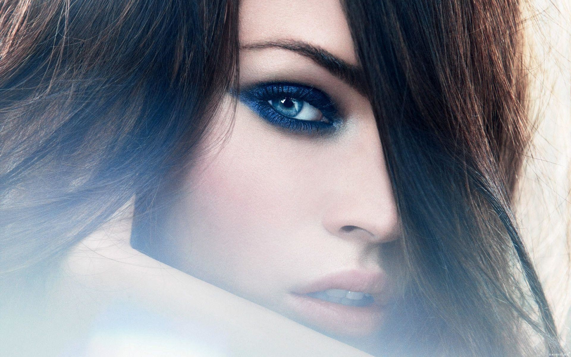Megan Fox, Occhi azzurri, Primo piano, Toni blu, Full HD, sfondo desktop