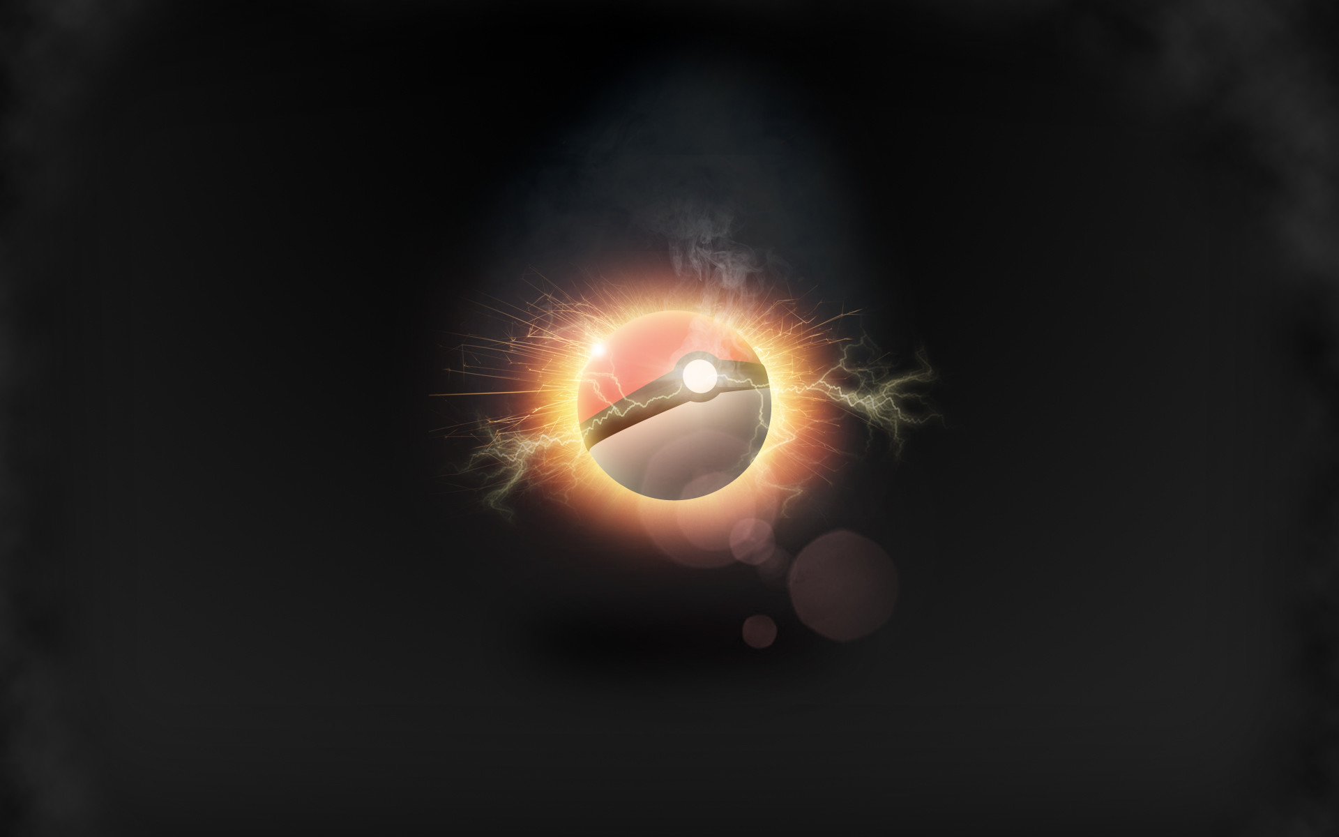Poké Ball, Pokémon, Fulmini, Sfondo scuro, 16:10 Full HD, wallpaper widescreen