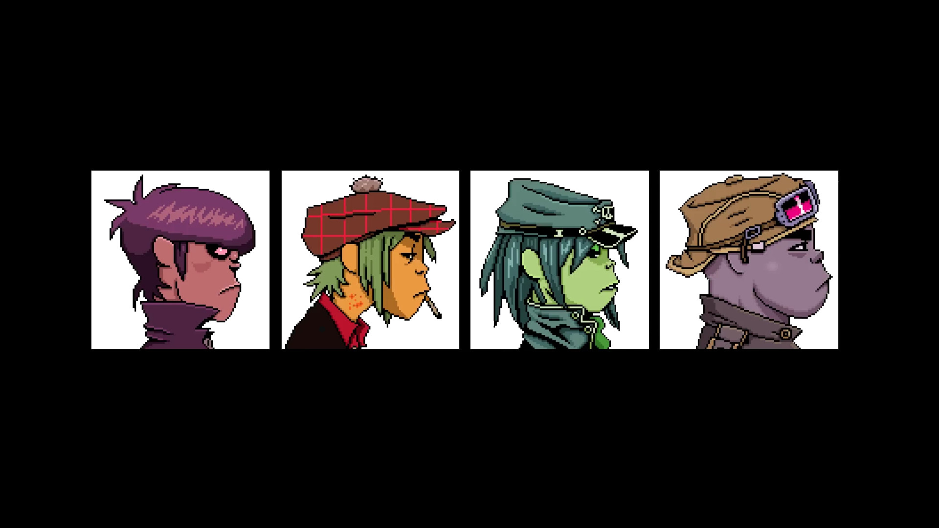 Gorillaz, Demon Days, Ritratti, Sfondo nero, Full HD, wallpaper per portatile