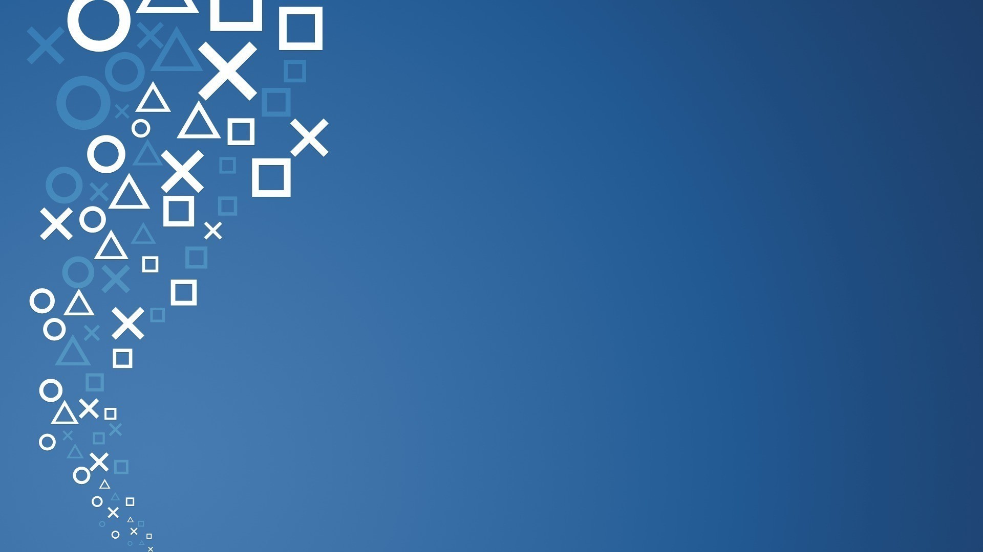 PlayStation, Simboli PlayStation, Sfondo blu, 16:9 Full HD, wallpaper widescreen