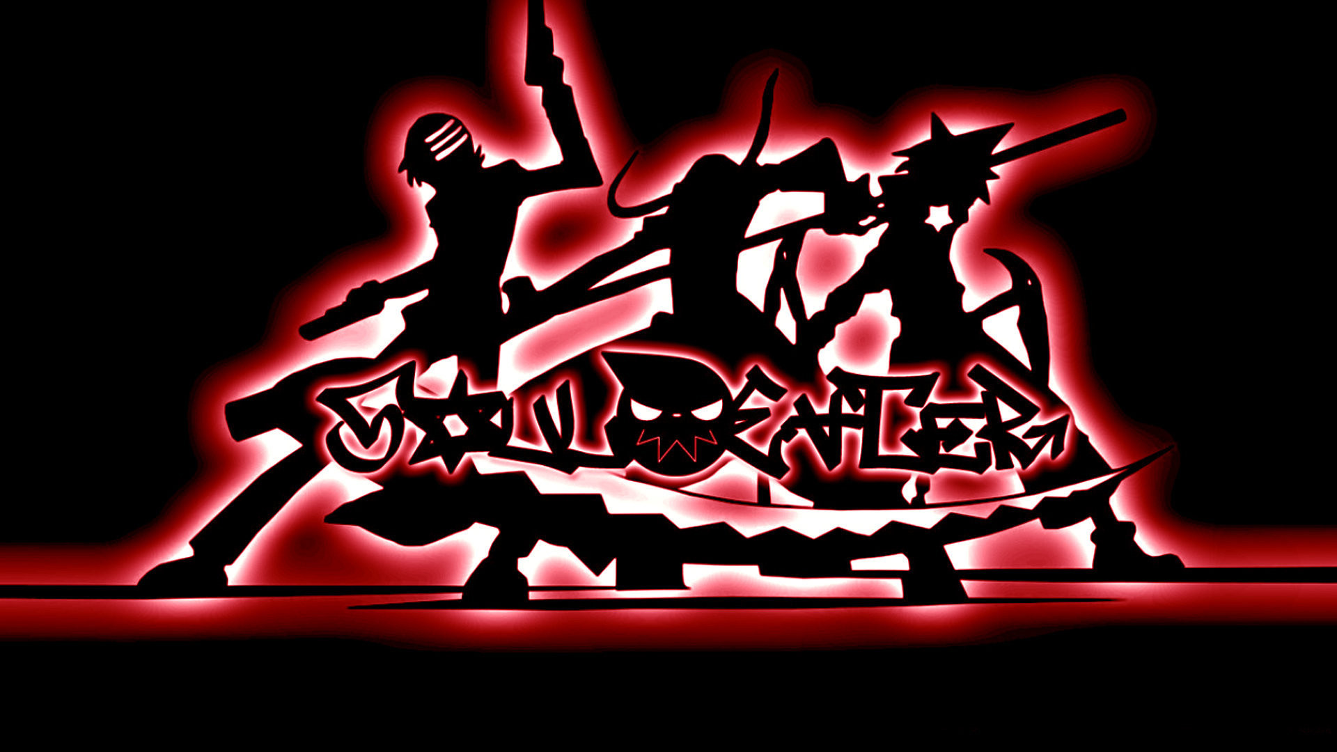 Soul Eater, Logo, Silhouette, Rosso, 16:9 Full HD, sfondo widescreen