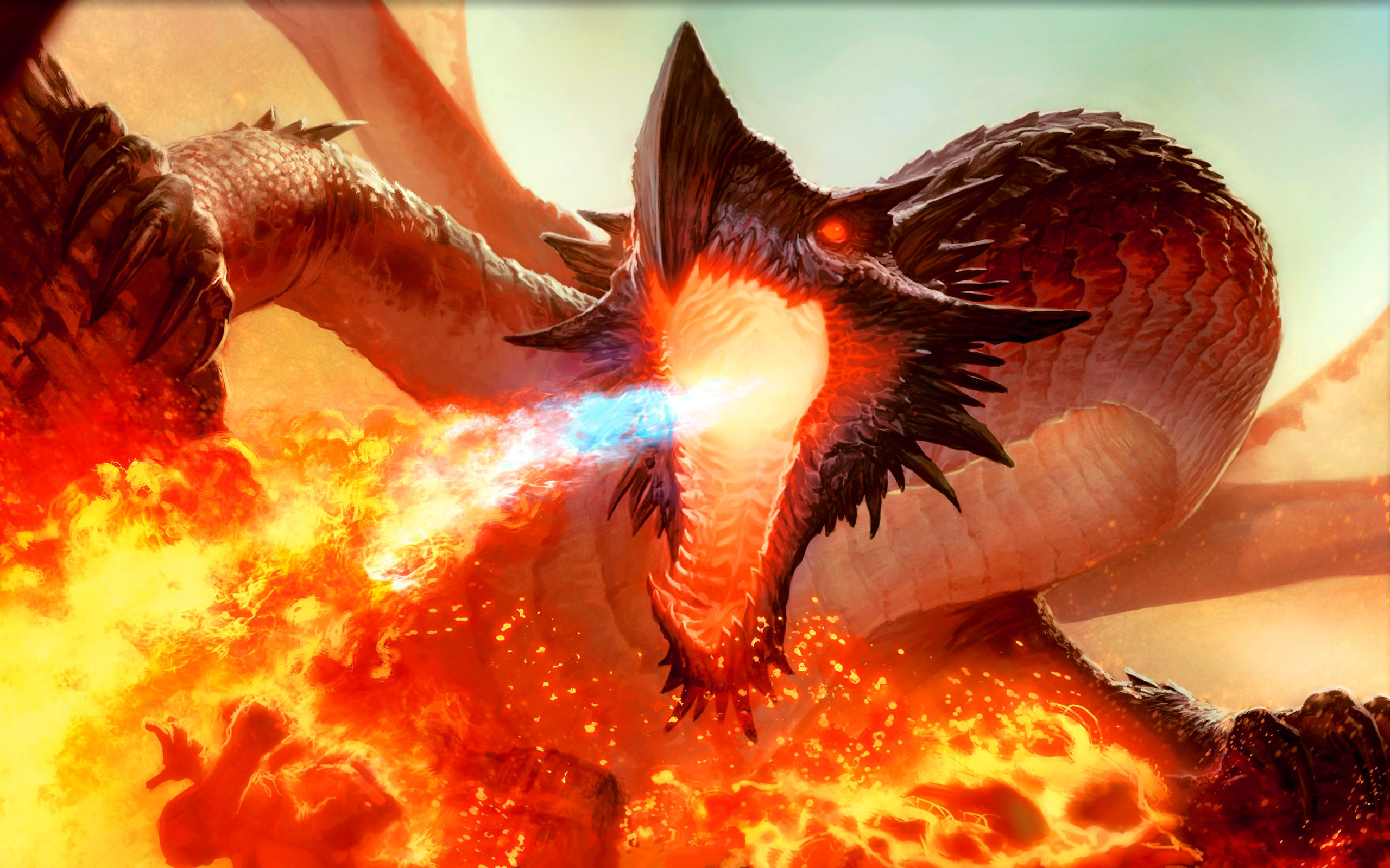 MTG, Drago, Fuoco, Rosso, 2K, wallpaper per computer