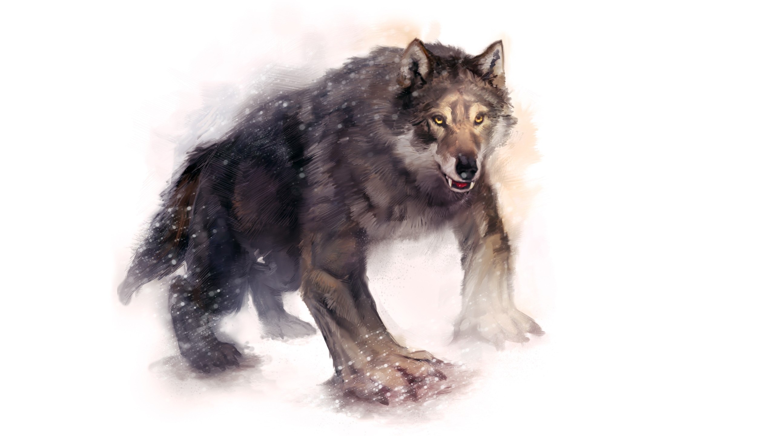 Lupo, Pittura, Arte digitale, 2K, sfondo per PC e portatile