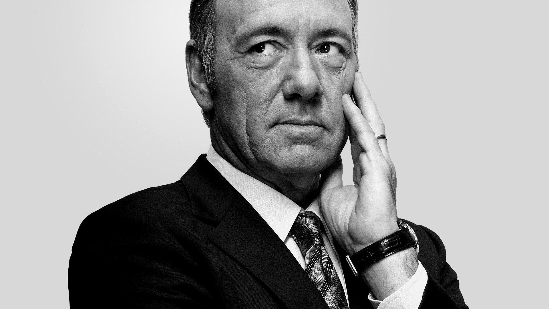 Frank Underwood, Kevin Spacey, House of Cards, Bianco e nero, Ritratto, sfondo 16:9 Full HD