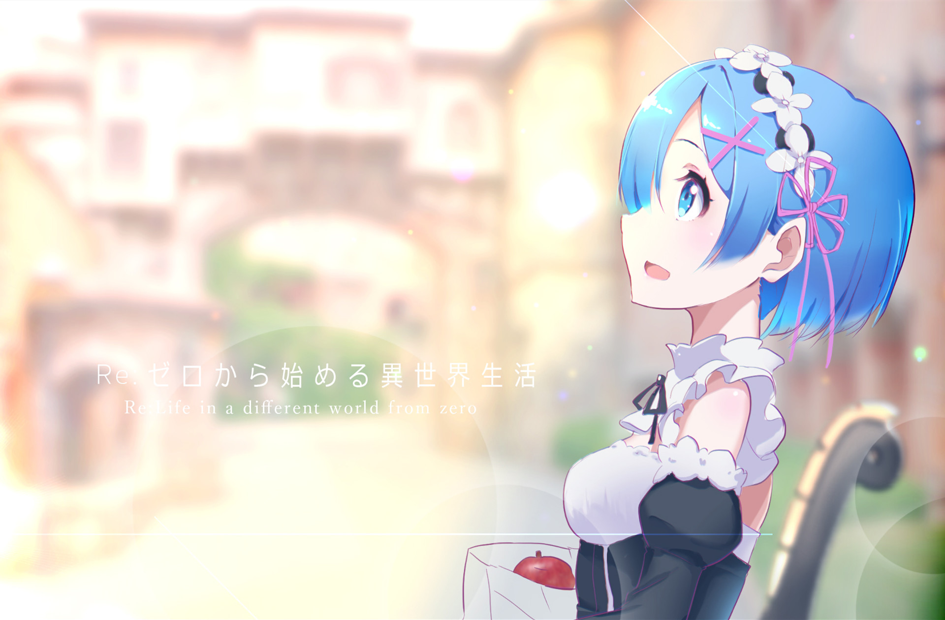 Rem, Re:Zero, Cameriera, Capelli blu, Toni pastello, Full HD, sfondo per portatile