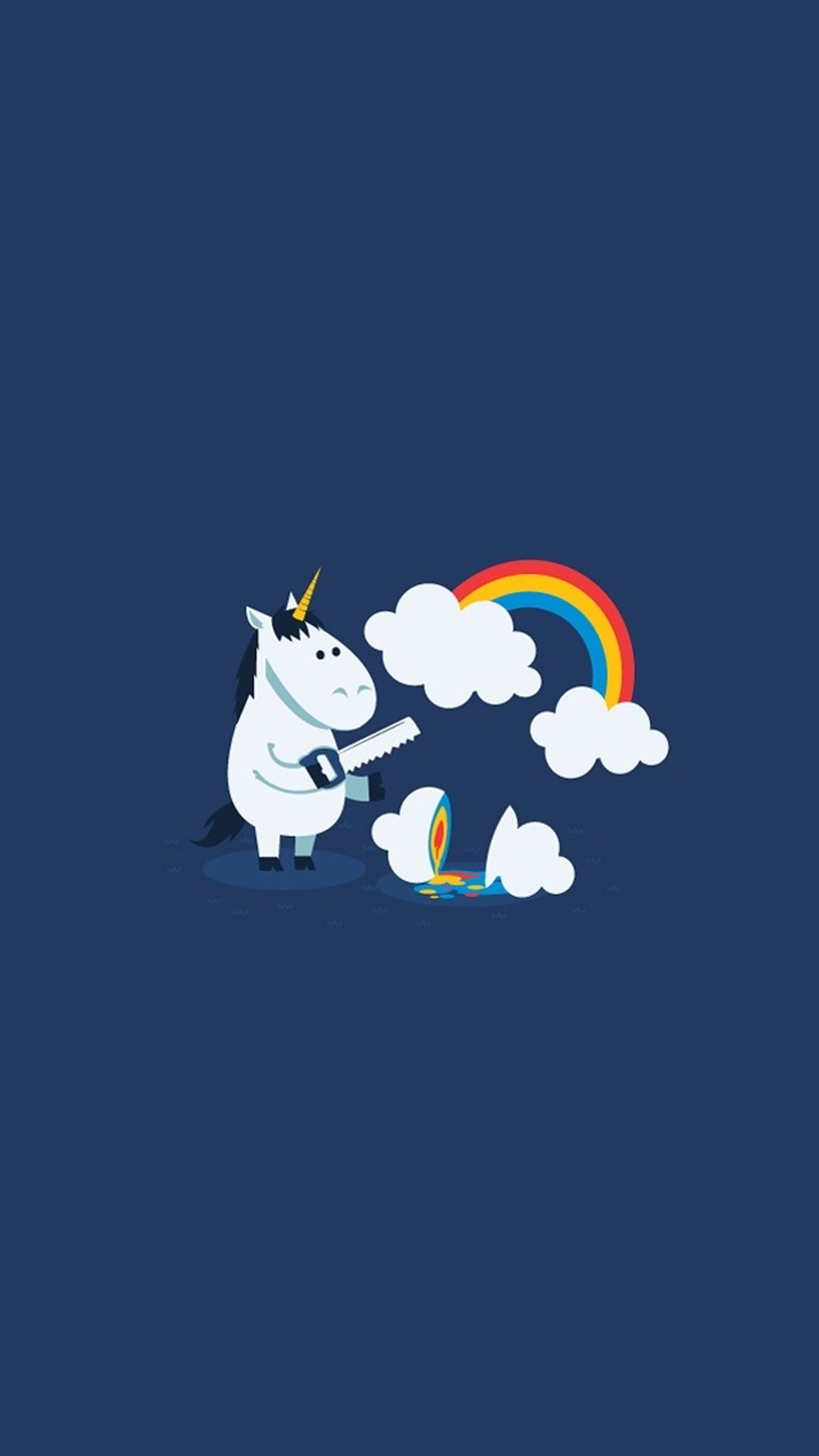 Unicorno, Arcobaleno, Illustrazione, Sfondo blu, 1080x1920, schermata di blocco iPhone
