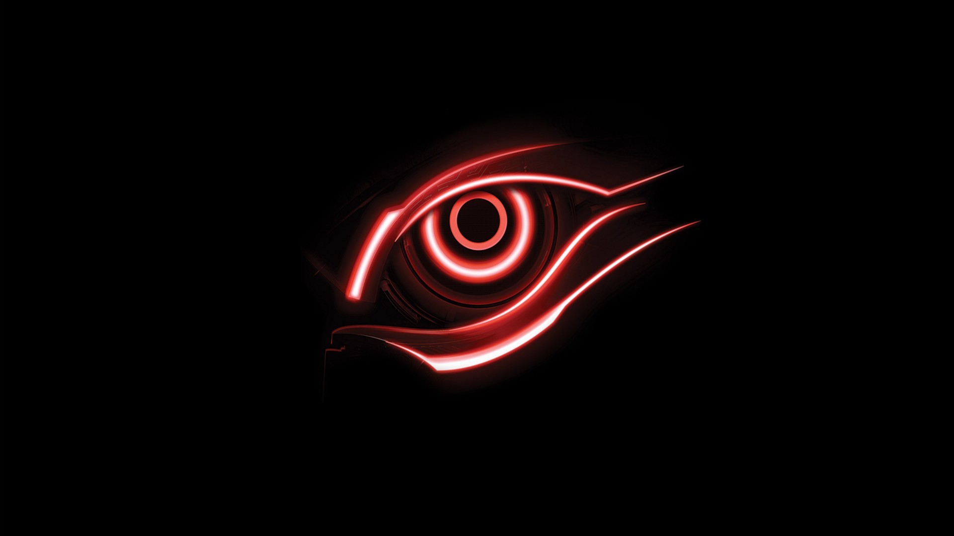 Occhio rosso, Neon, Sfondo nero, 1920x1080, wallpaper desktop