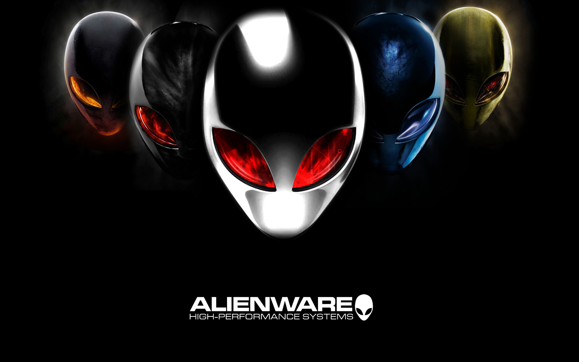 Alienware, Loghi alieni, Sfondo nero, Full HD, wallpaper per PC
