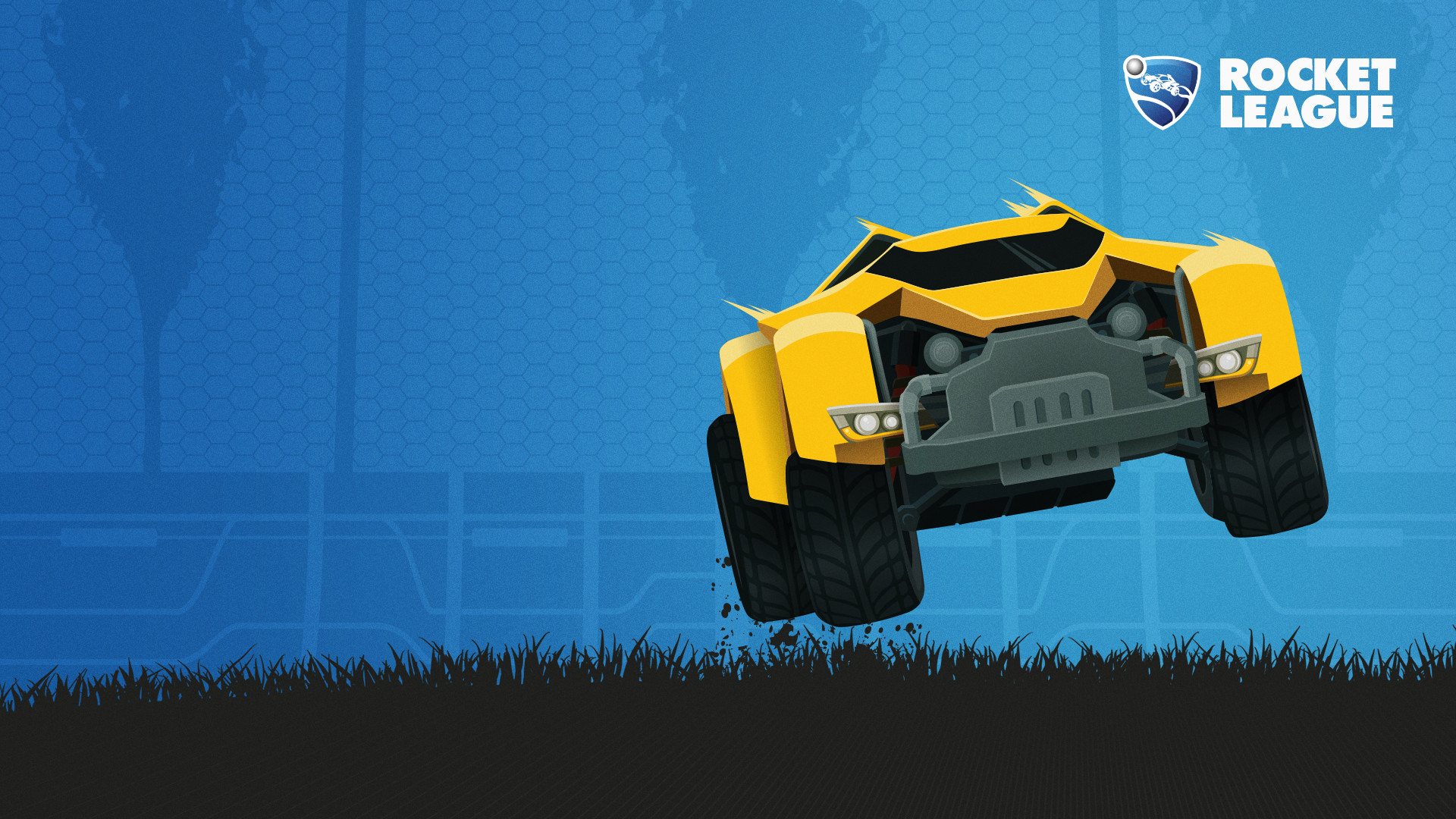 Rocket League, Auto gialla, Salto, Blu, Full HD, wallpaper per portatile