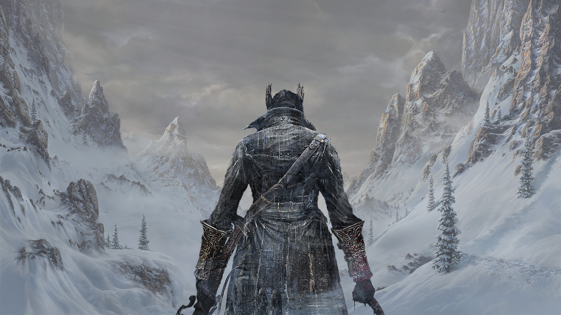 Cacciatore, Bloodborne, Montagne innevate, Inverno, 1920x1080, sfondo per PC