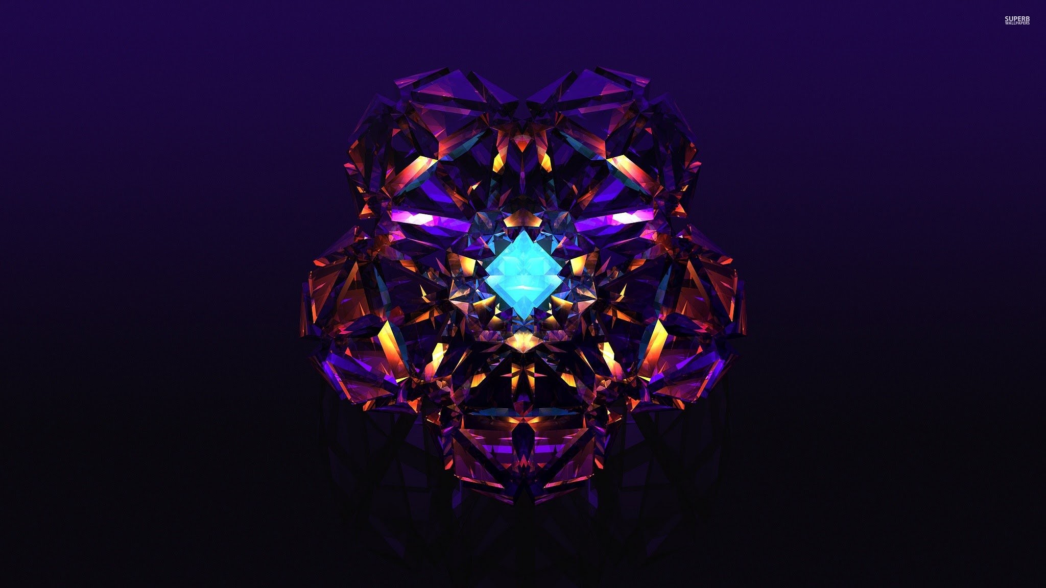 Cristallo, Simmetria, Viola, Sfondo scuro, Full HD, wallpaper desktop
