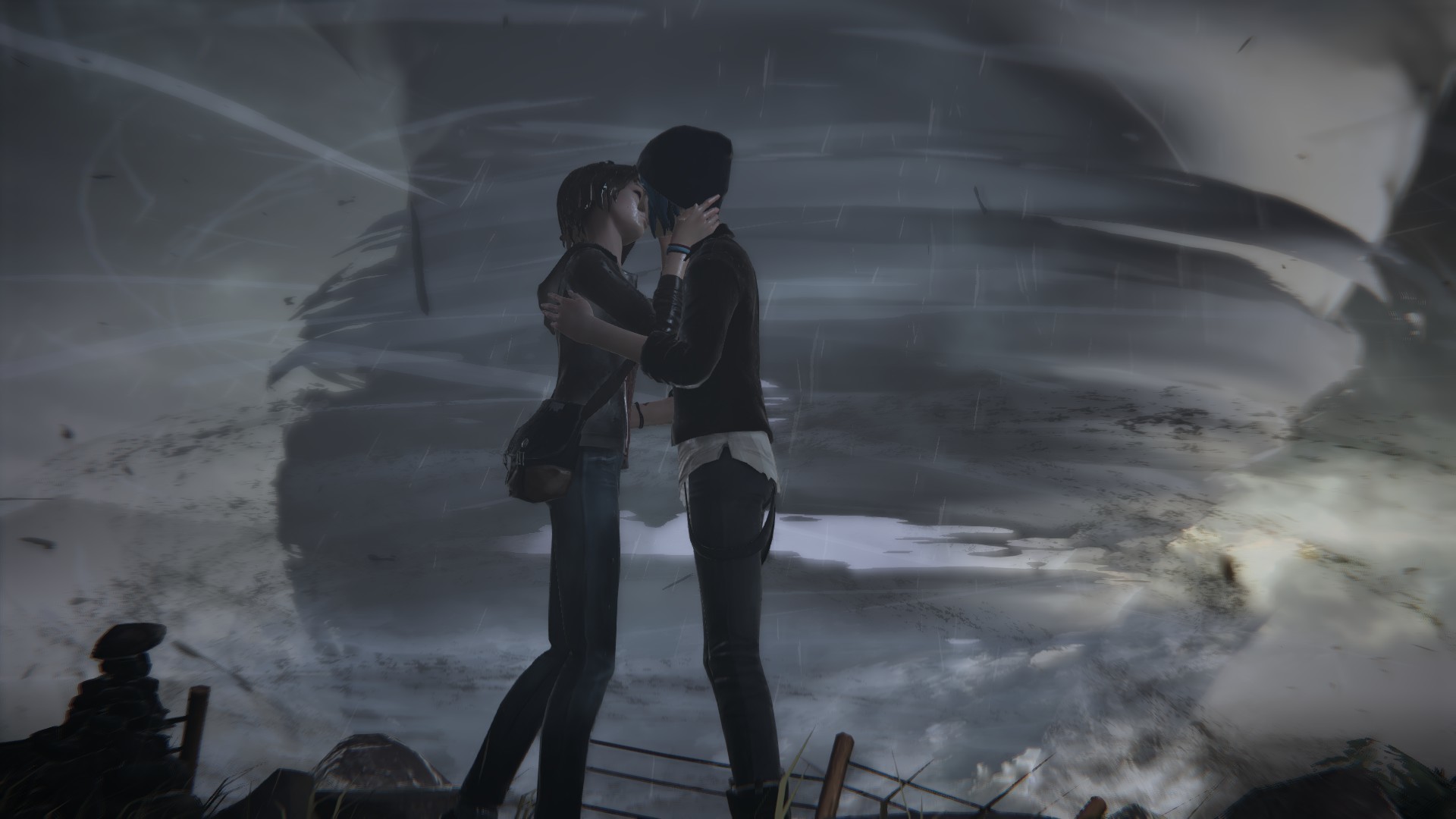 Max Caulfield, Chloe Price, Life is Strange, Bacio, Tornado, Full HD, sfondo desktop