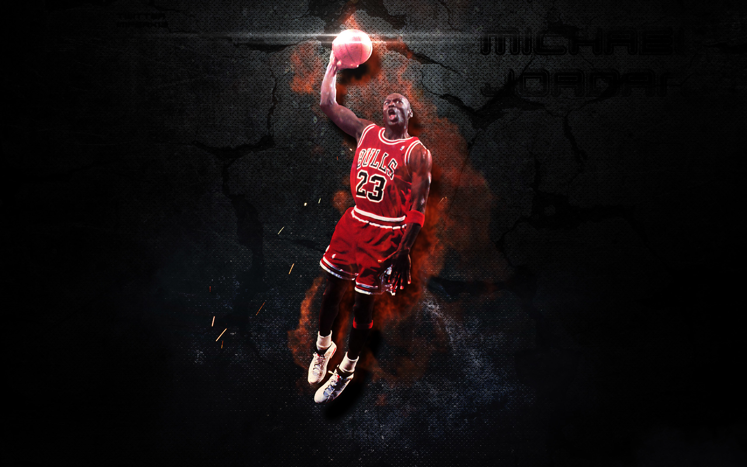 Michael Jordan, Chicago Bulls, Schiacciata, Fuoco, 2K, sfondo Windows 11