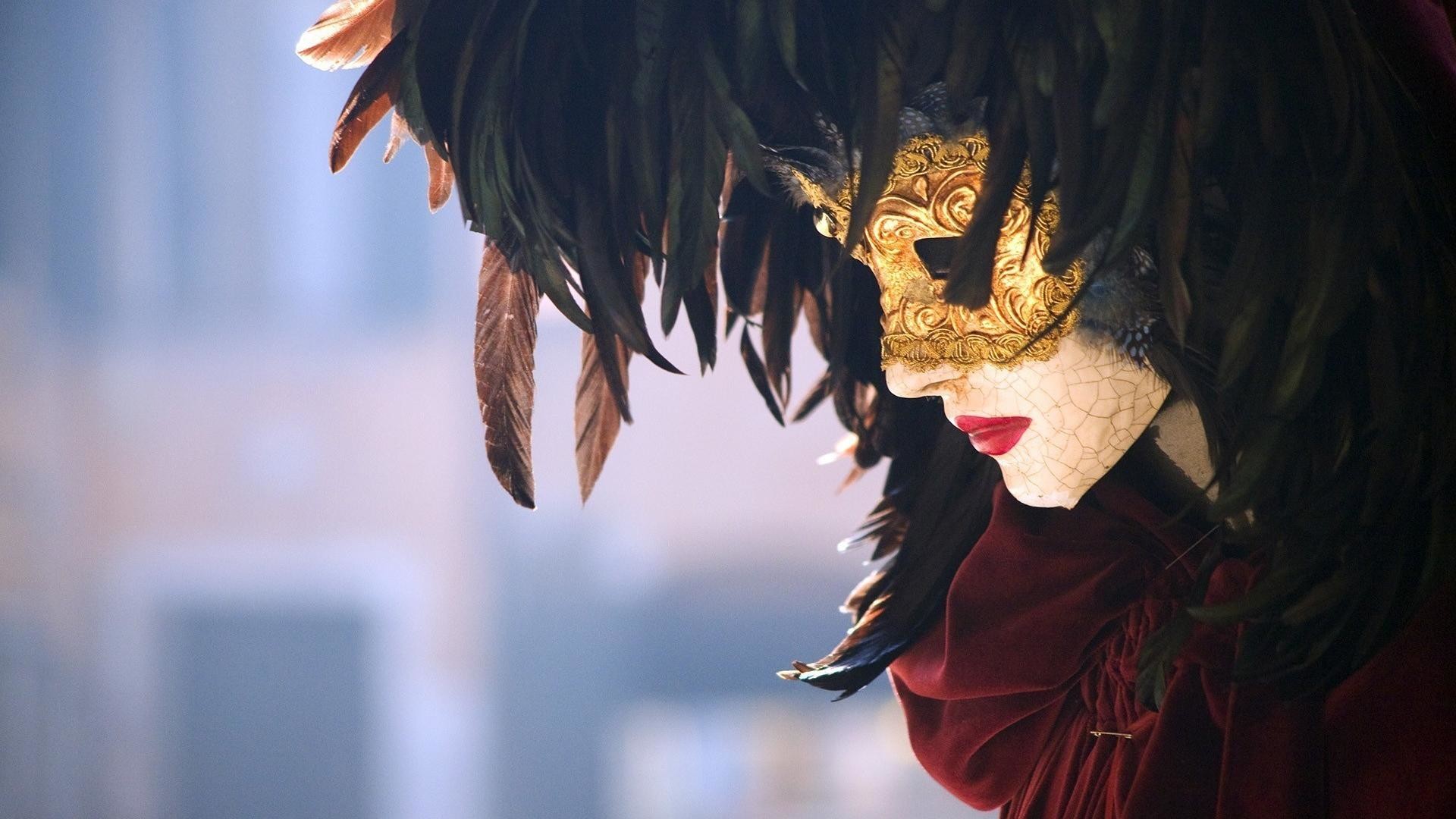 Maschera veneziana, Piume nere, Mistero, Carnevale di Venezia, Full HD 1080p, sfondo desktop
