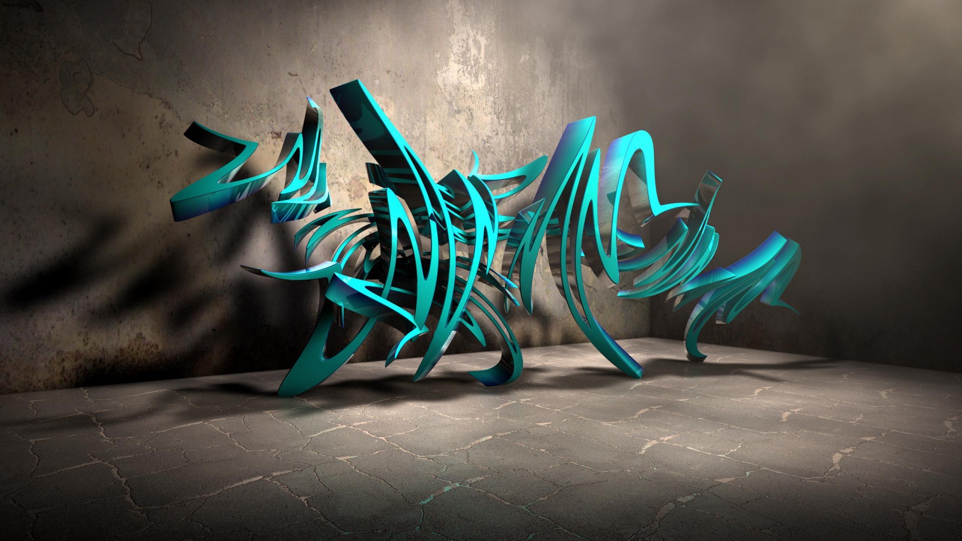 Graffiti 3D, Turchese, Muro, 1920x1080, immagine di sfondo