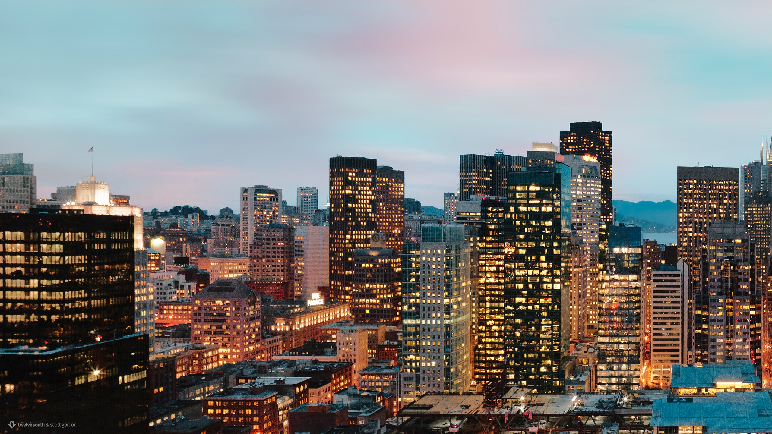 San Francisco, Financial District, Grattacieli, Crepuscolo, 2K 1440p, sfondo desktop