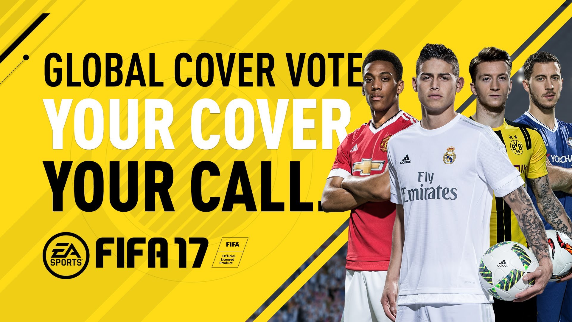 FIFA 17, Global Cover Vote, Anthony Martial, James Rodríguez, Marco Reus, Eden Hazard, sfondo per PC