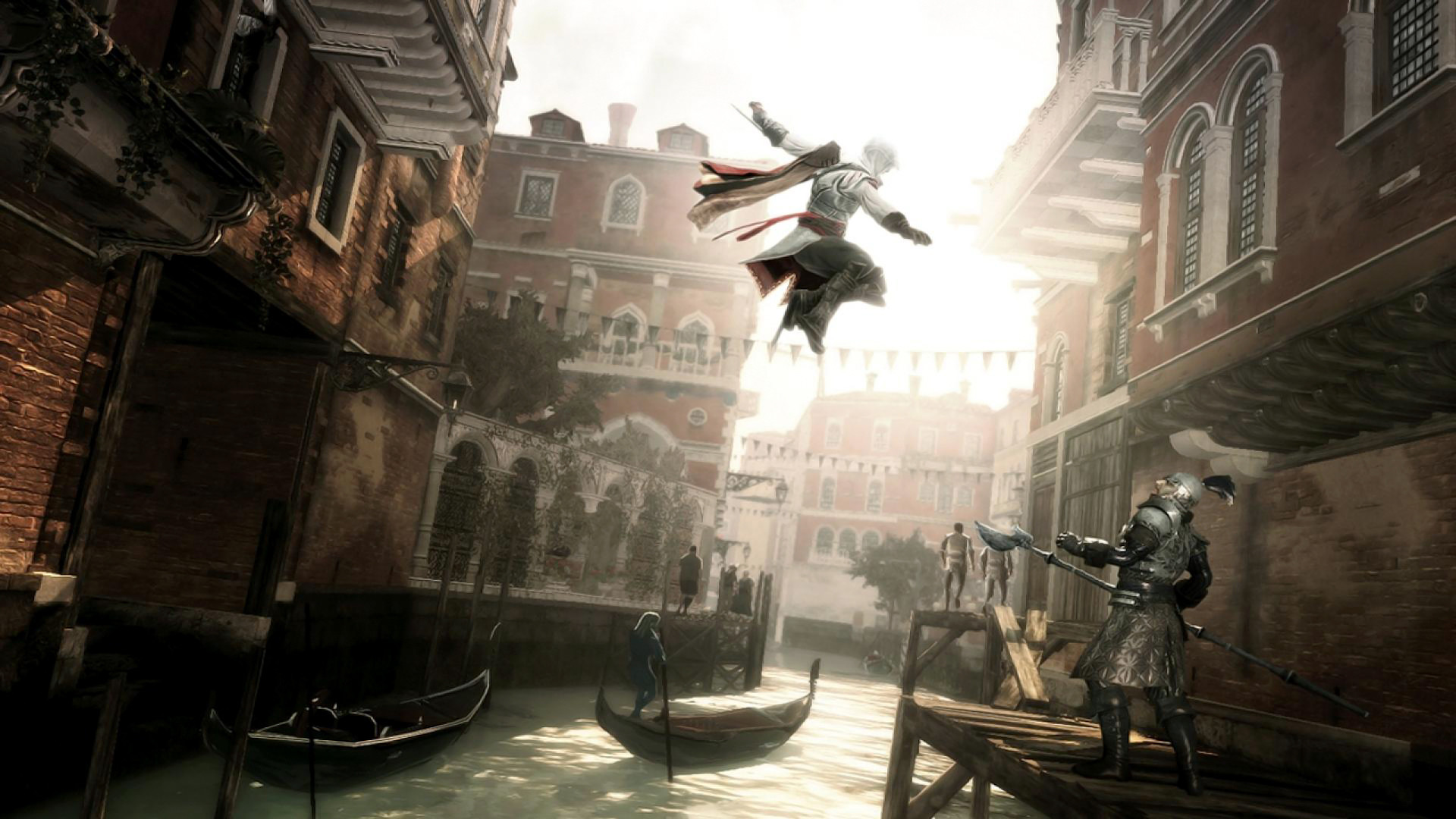 Ezio Auditore da Firenze, Assassin's Creed II, Venezia, Canale, Salto, sfondo Full HD per portatile