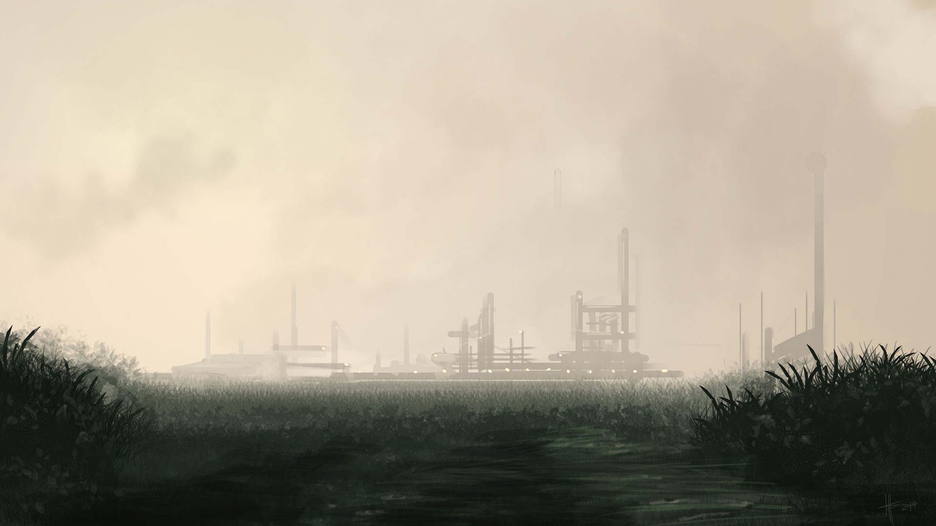 True Detective, Raffineria, Nebbia, Paesaggio industriale, 1920x1080, immagine di sfondo