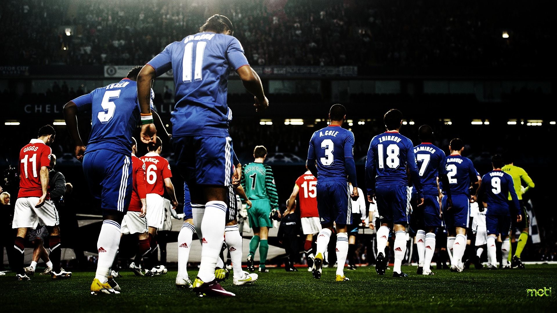Chelsea FC, Arsenal, Ingresso in campo, Didier Drogba, 16:9 Full HD, sfondo widescreen