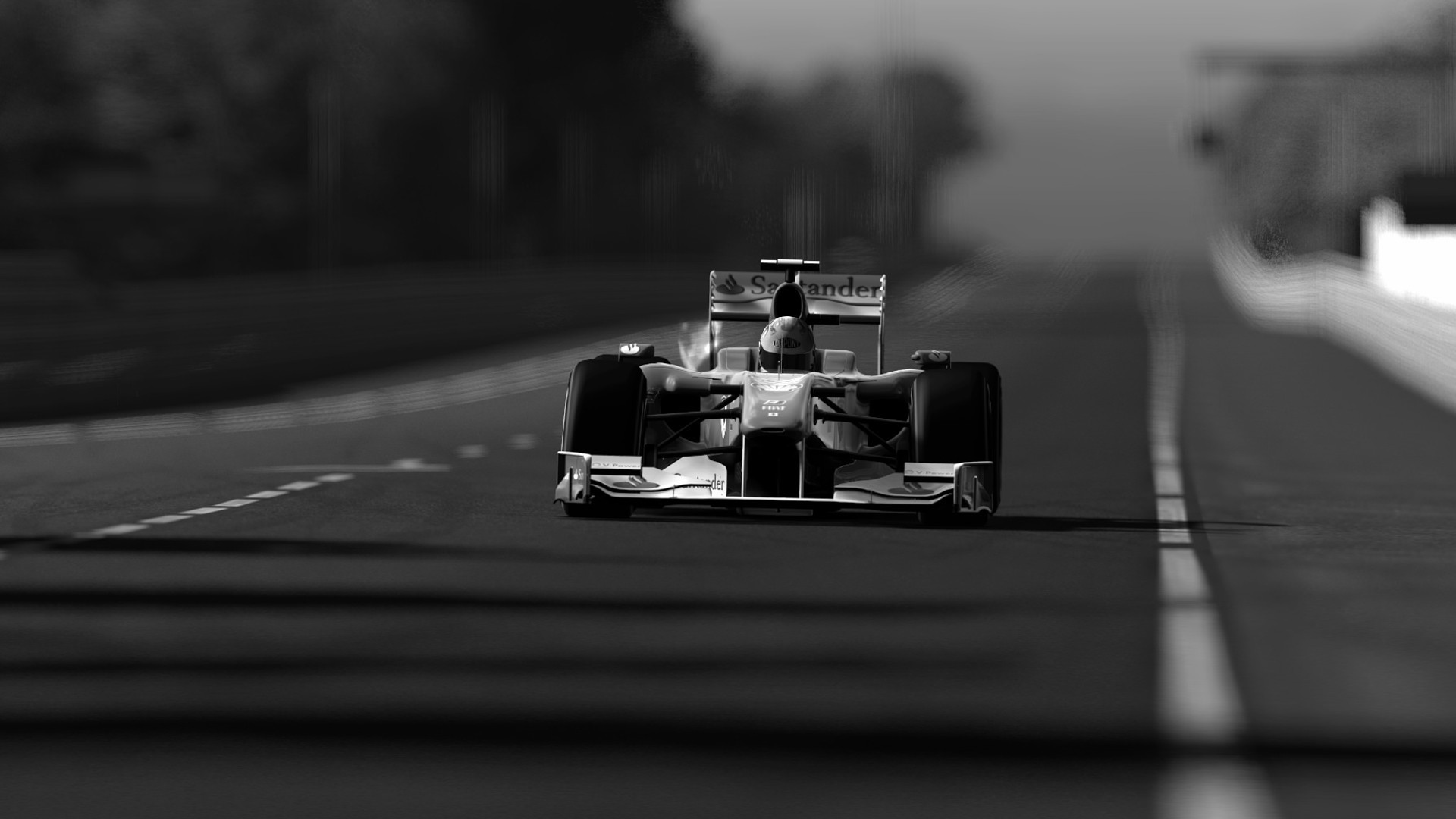 Formula 1, Monoposto, Bianco e nero, Pista, Full HD, wallpaper per portatile