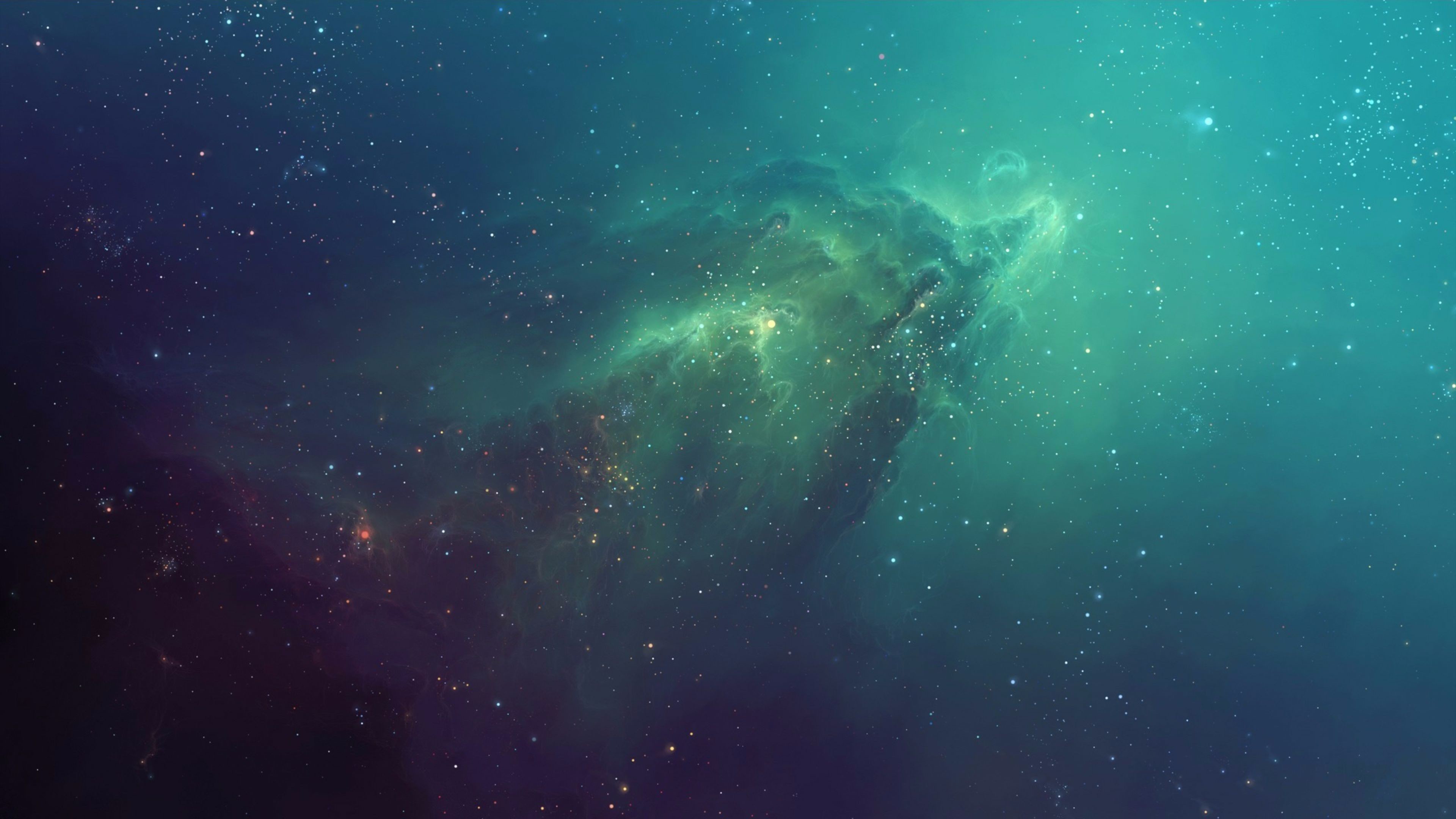 Nebulosa, Verde acqua, Stelle, 4K, sfondo desktop