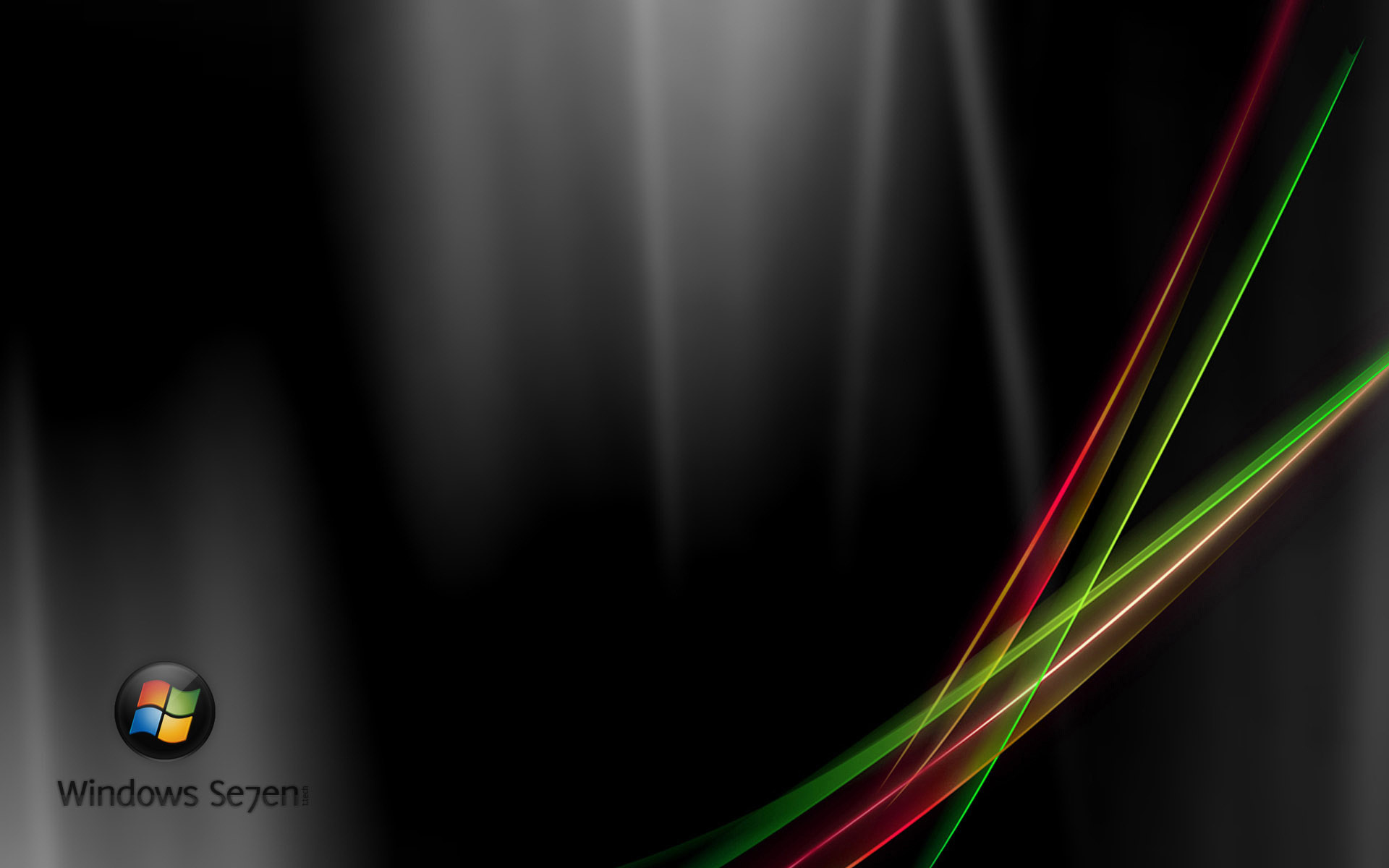 Windows Seven, Windows 7, Logo Windows, Linee colorate, Sfondo nero, wallpaper per portatile