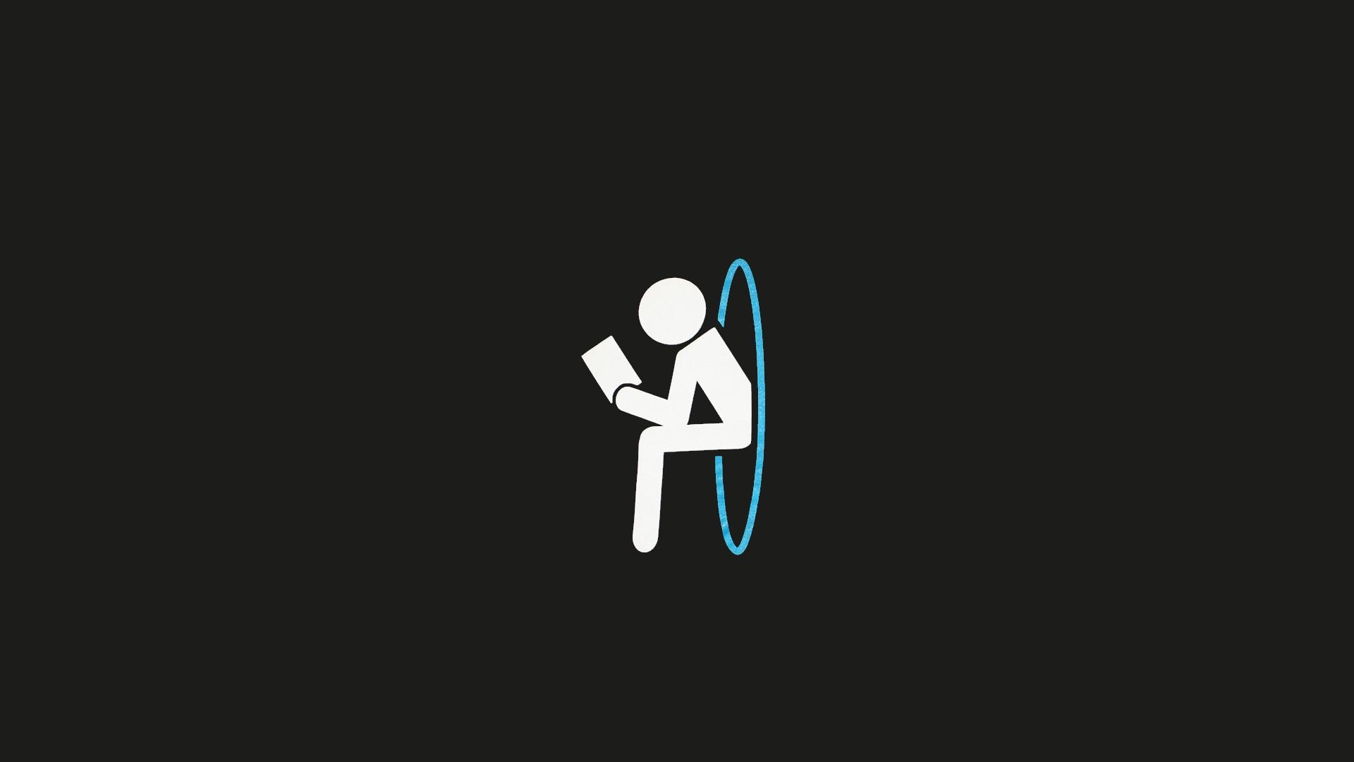Minimalismo, Portal, Pittogramma, Sfondo nero, 1920x1080, wallpaper desktop