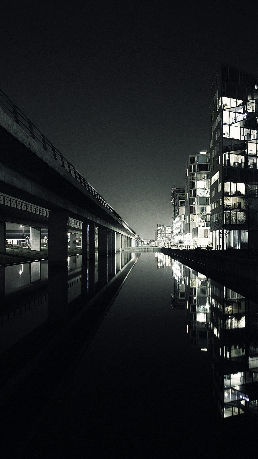Città di notte, Riflessi, Tonalità scure, Full HD, sfondo per smartphone