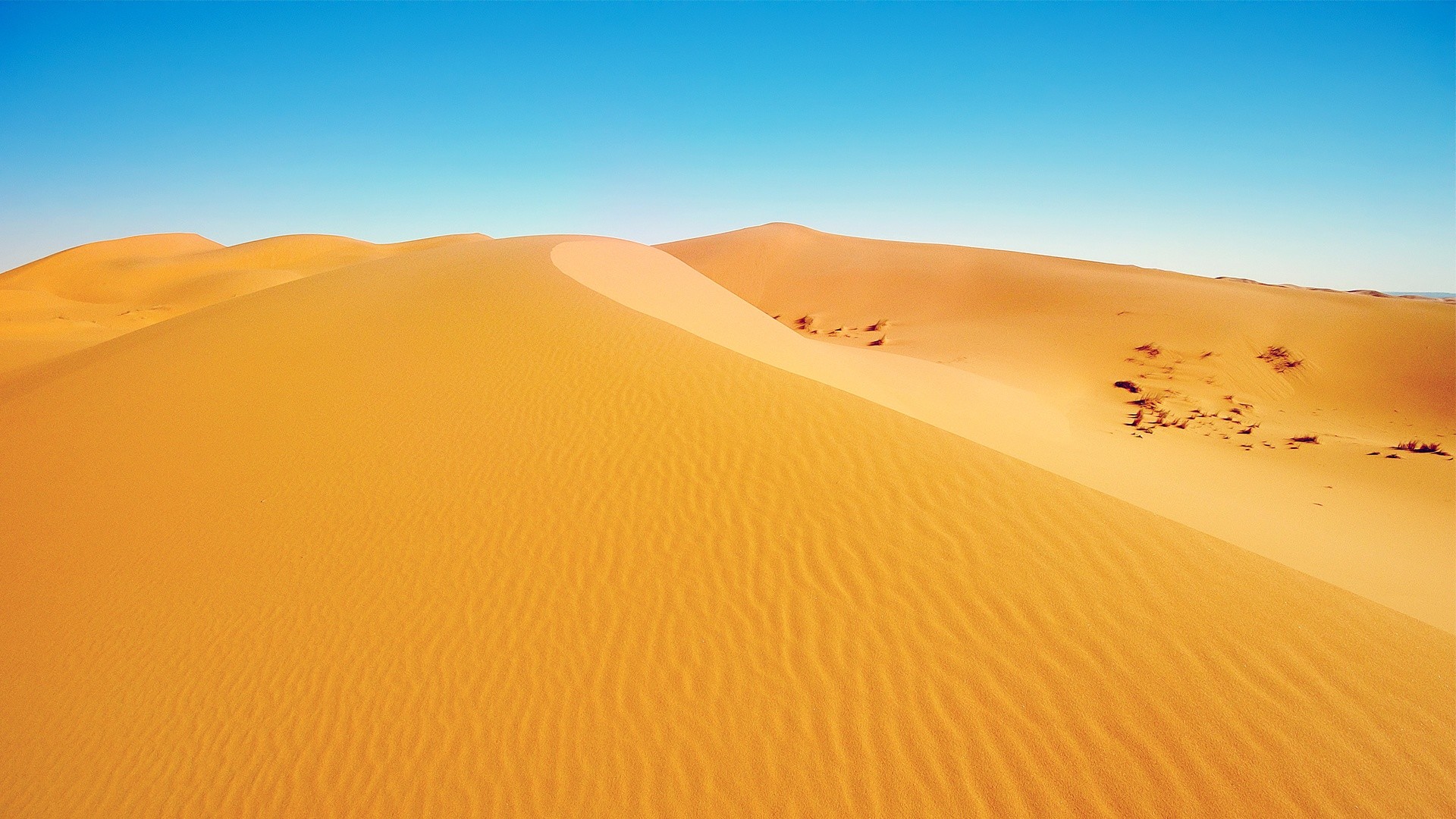 Duna di sabbia, Cielo azzurro, Orme, Deserto, Full HD, wallpaper desktop