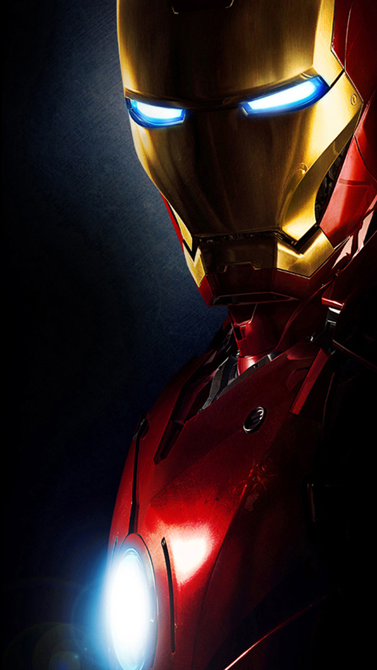Iron Man, Casco, Reattore arc, Sfondo scuro, QHD+, schermata di blocco del cellulare