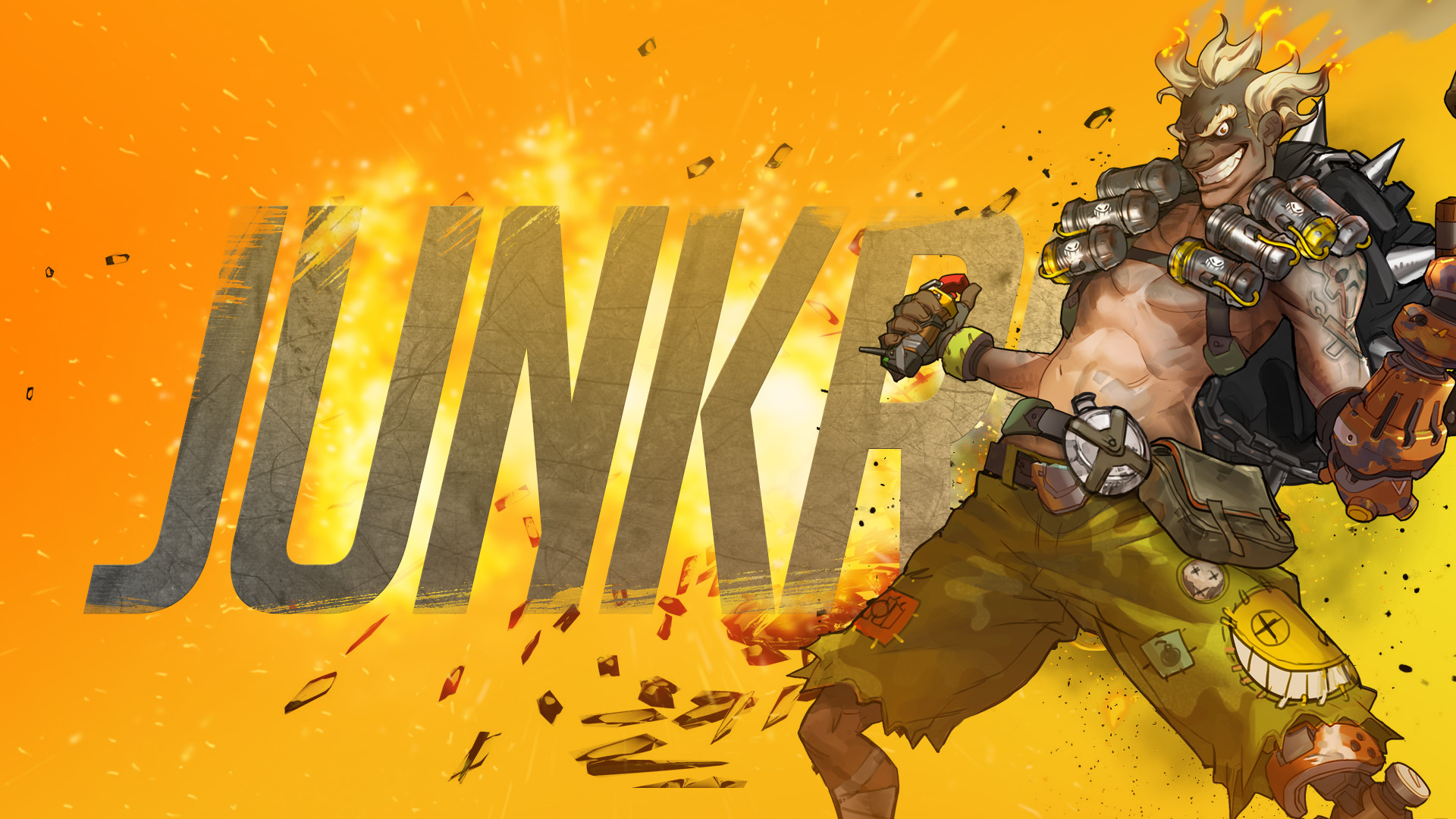 Junkrat, Overwatch, Scritta Junkrat, Arancione, 1920x1080, immagine di sfondo