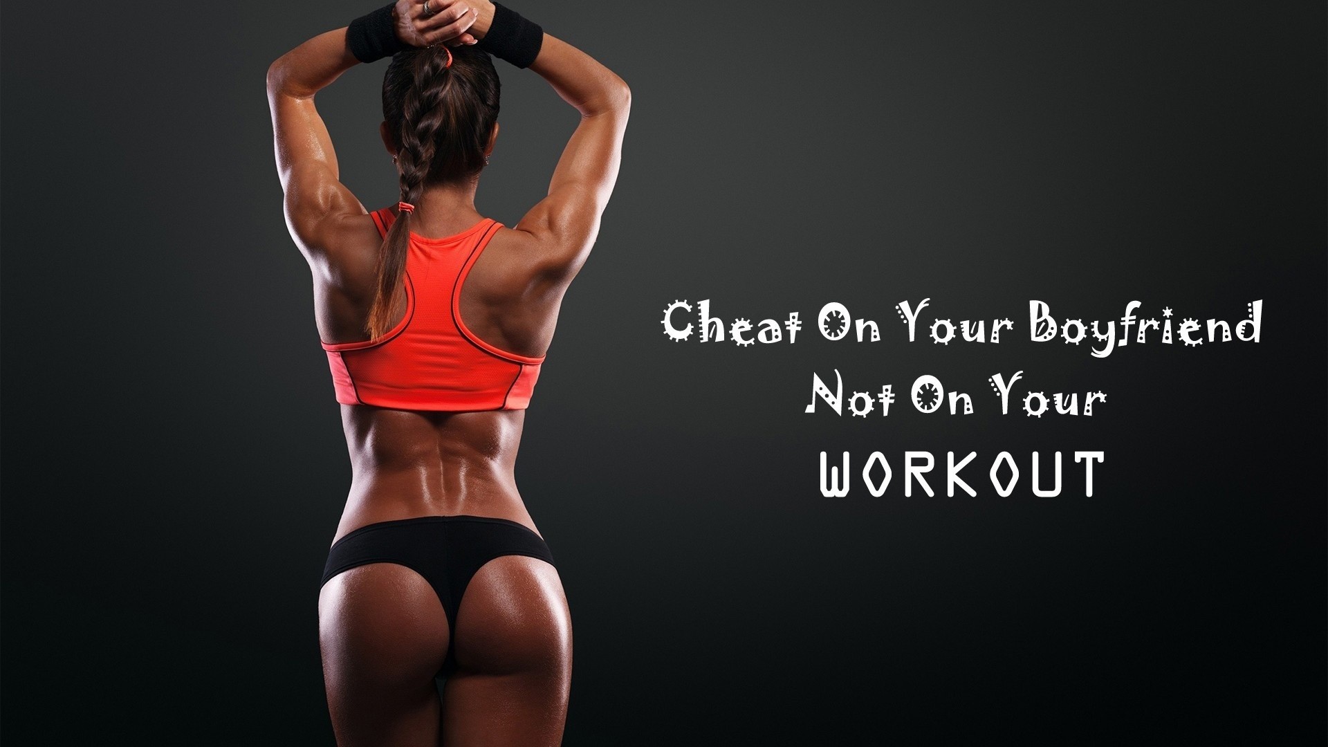 Donna fitness, Citazione motivazionale, Glutei, Sfondo scuro, Full HD, wallpaper per portatile