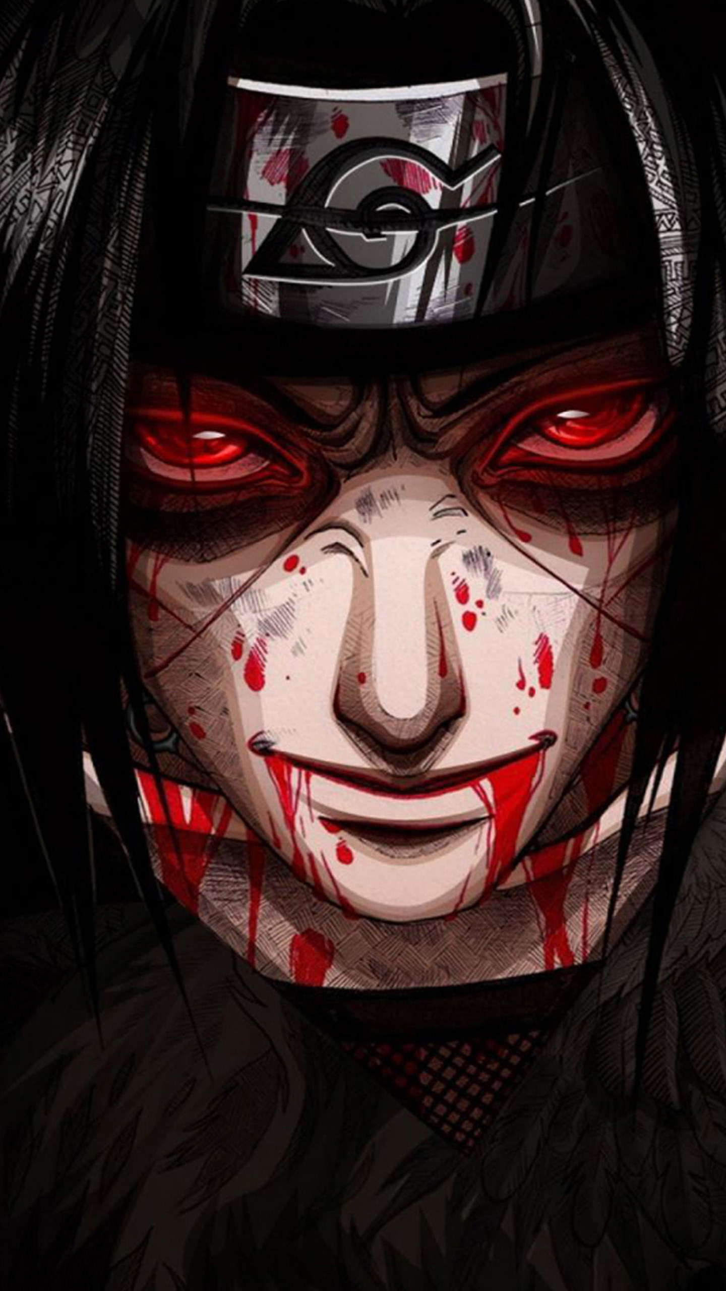 Itachi Uchiha, Naruto, Mangekyō Sharingan, Lacrime di sangue, sfondo per iPhone e Android