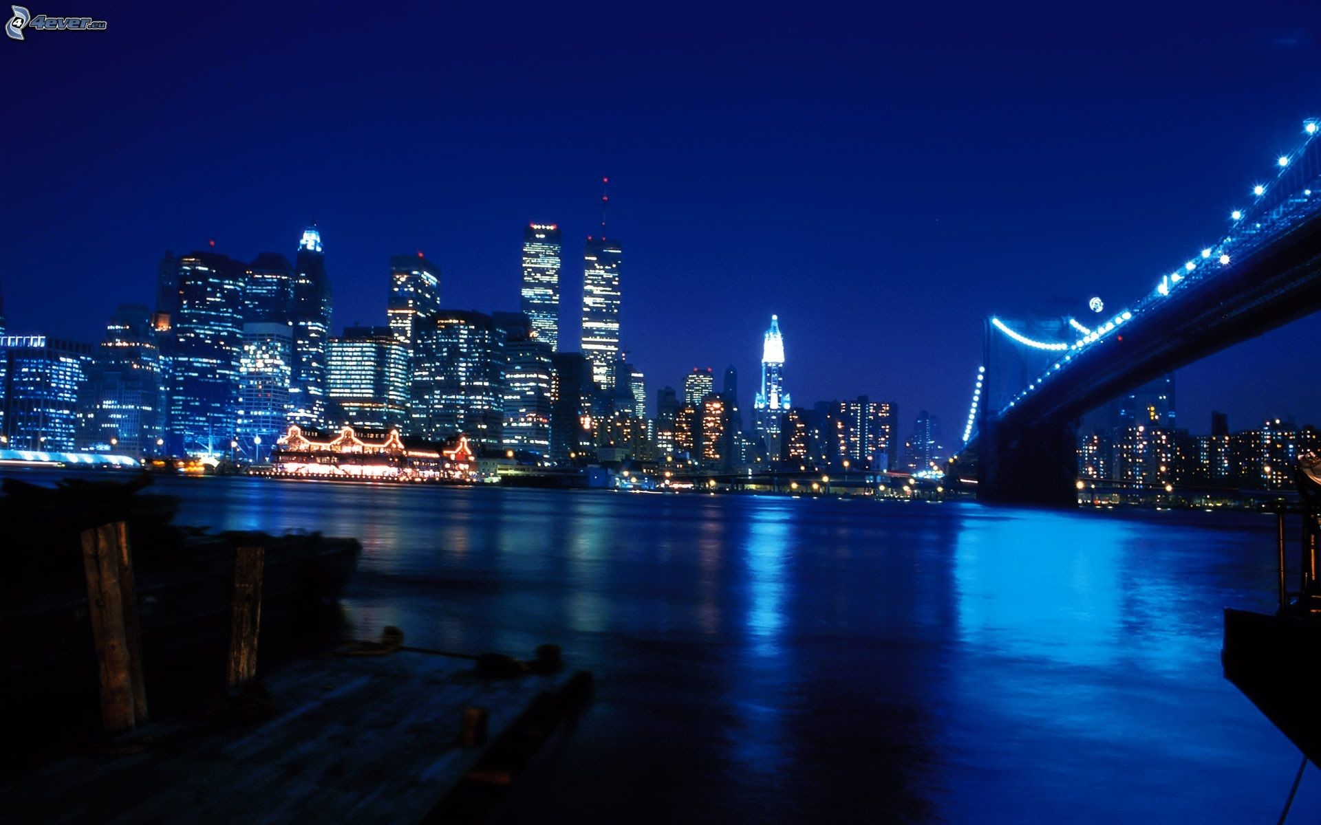 Manhattan, New York, Ponte di Manhattan, Skyline, Notte, 1920x1200, sfondo MacBook Pro