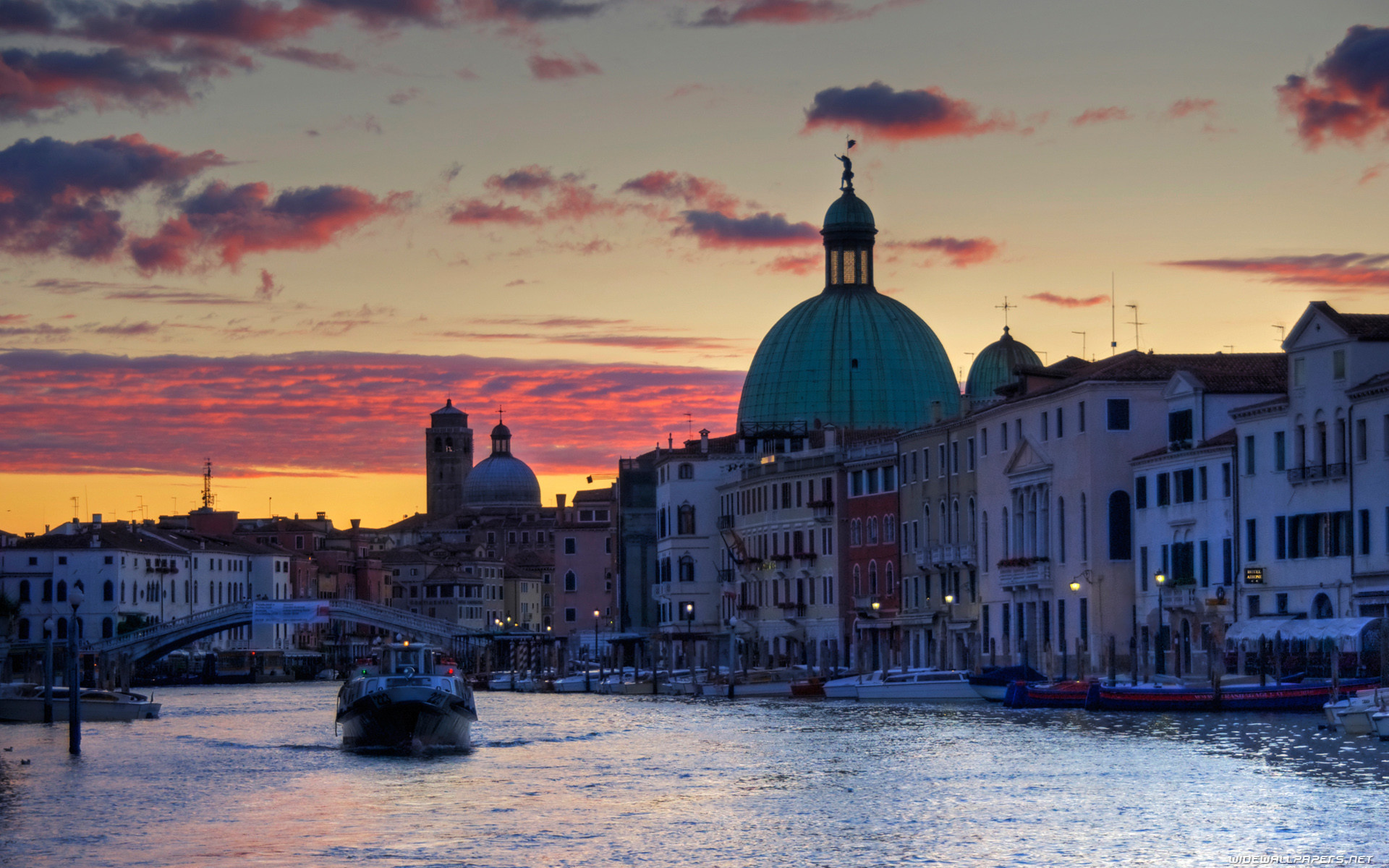 San Simeone Piccolo, Canal Grande, Venezia, Tramonto, 1920x1200, sfondo MacBook Pro