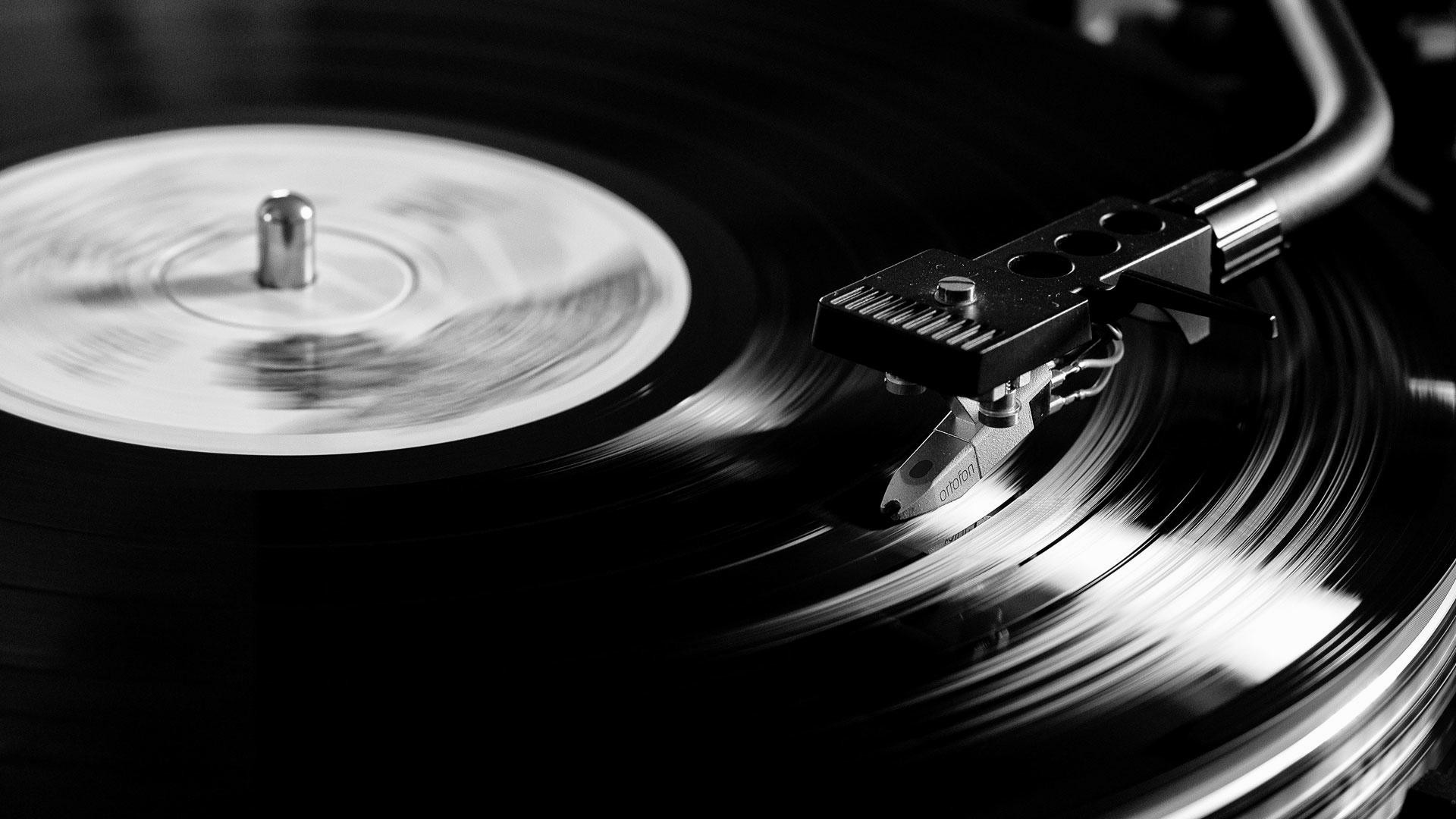 Disco in vinile, Puntina, Bianco e nero, 1920x1080, immagine di sfondo