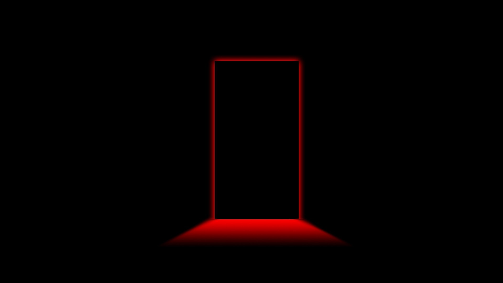 Porta, Luce rossa, Sfondo nero, Minimalismo, Full HD, wallpaper per PC