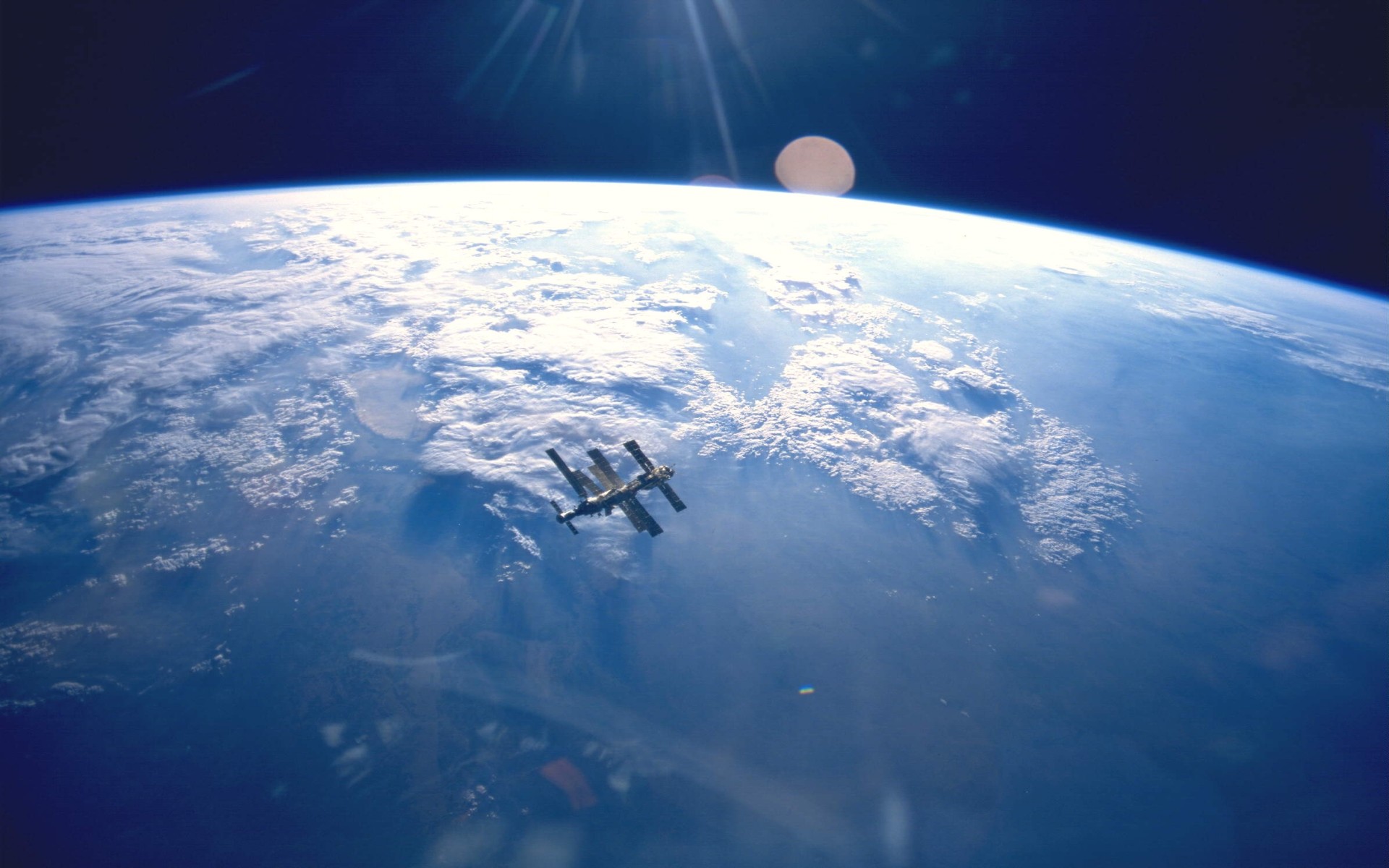 Stazione Spaziale Internazionale, Terra, Luna, Vista orbitale, 16:10 Full HD, sfondo widescreen