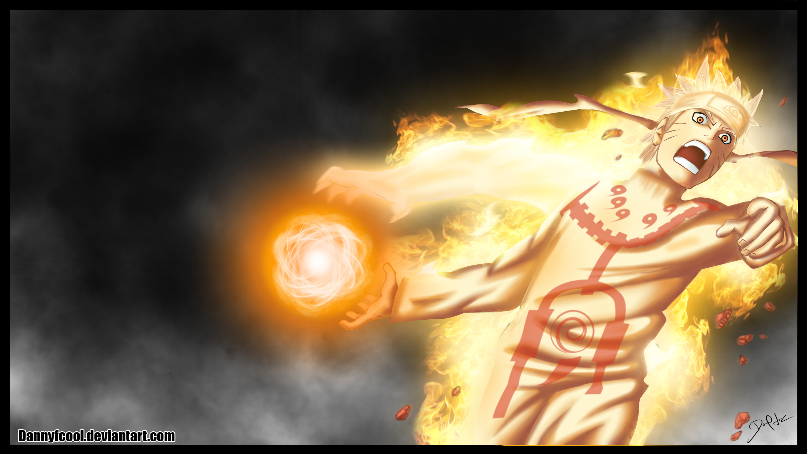 Naruto Uzumaki, Rasengan, Modalità chakra del Nove Code, 16:9 2K, sfondo widescreen