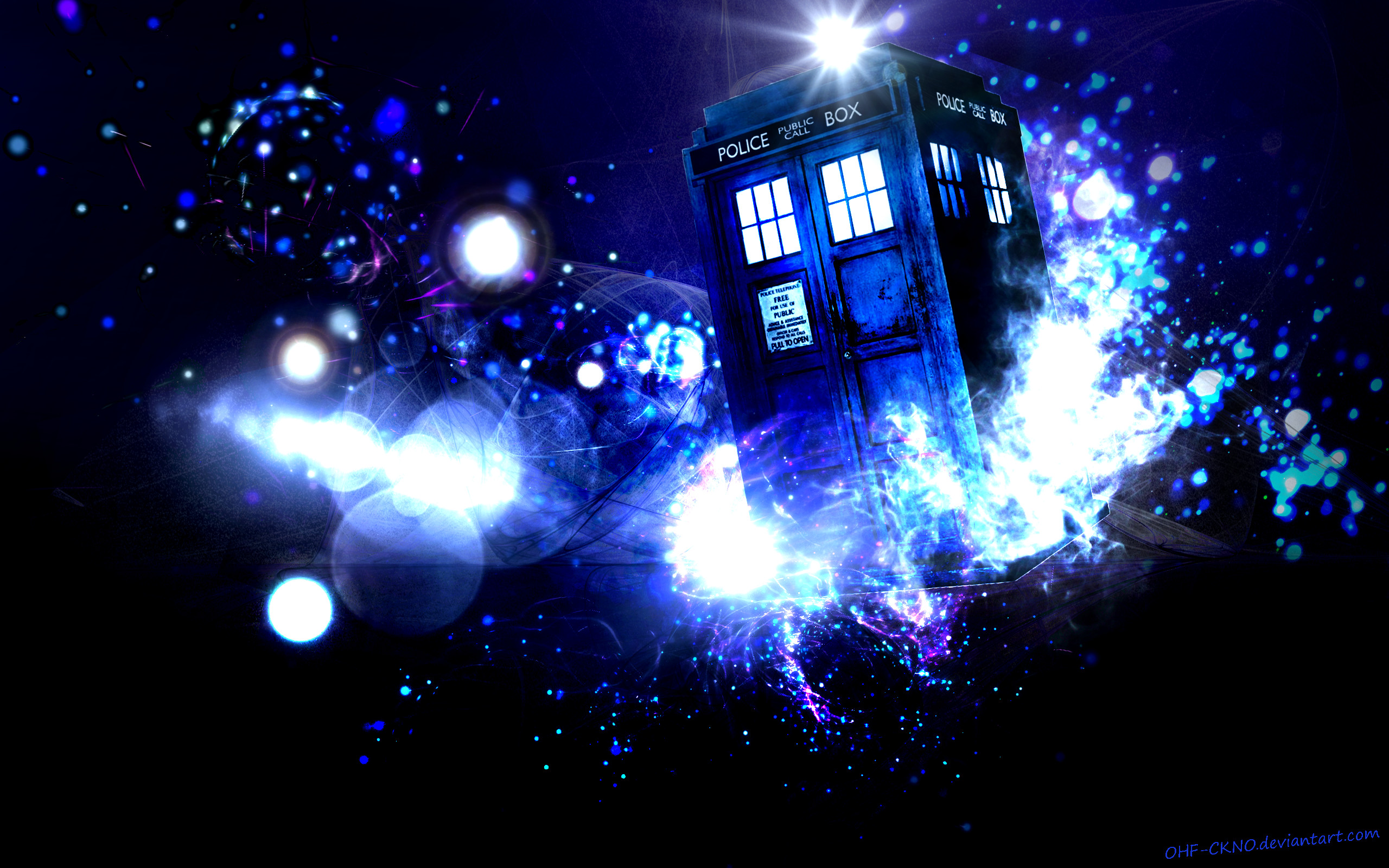 TARDIS, Doctor Who, Luci blu, Particelle, 2K, sfondo per portatile