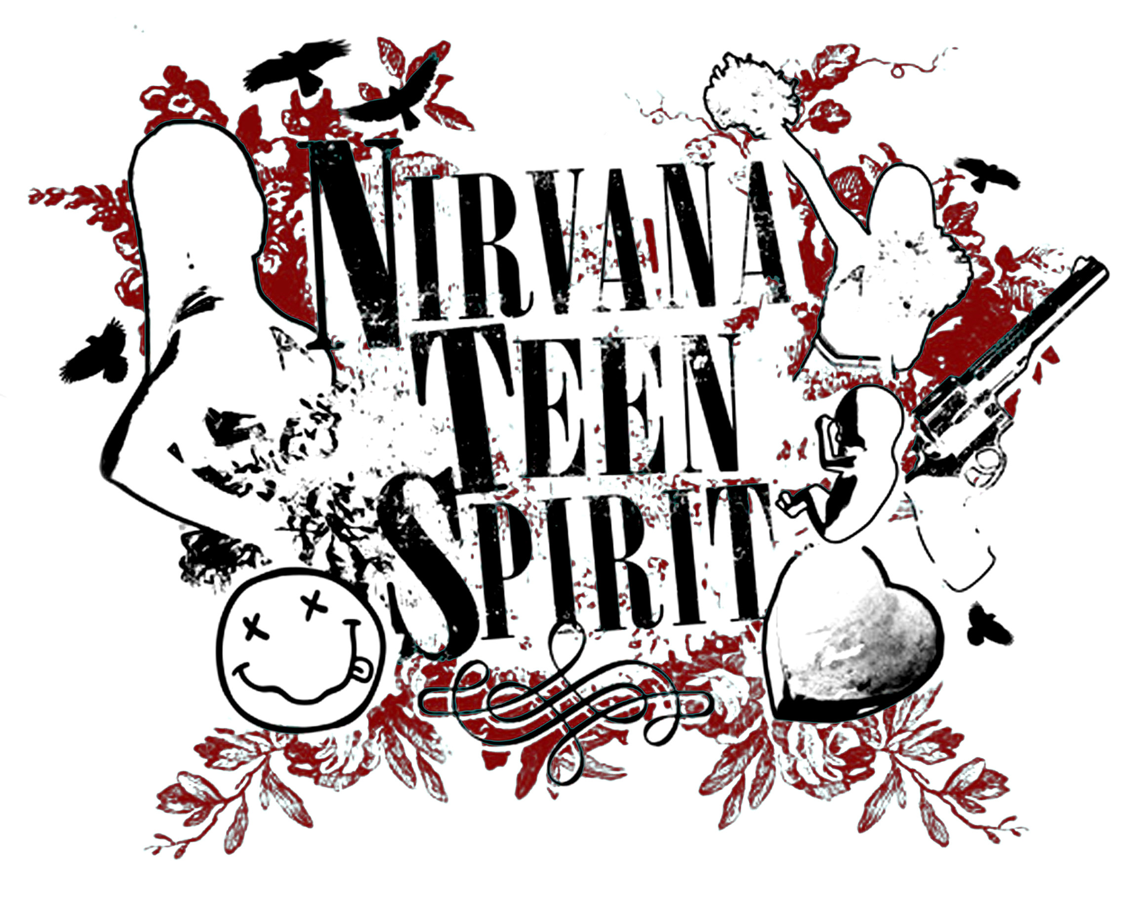 Smells Like Teen Spirit, Nirvana, Smiley Nirvana, Illustrazione, sfondo desktop Full HD
